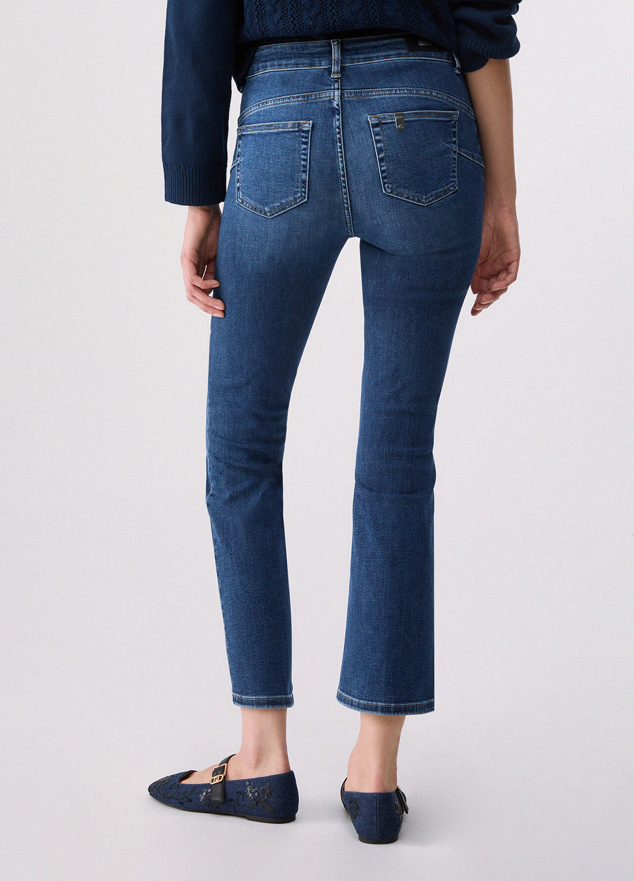 Jeans bootcut con strass - DARK BLUE DENIM