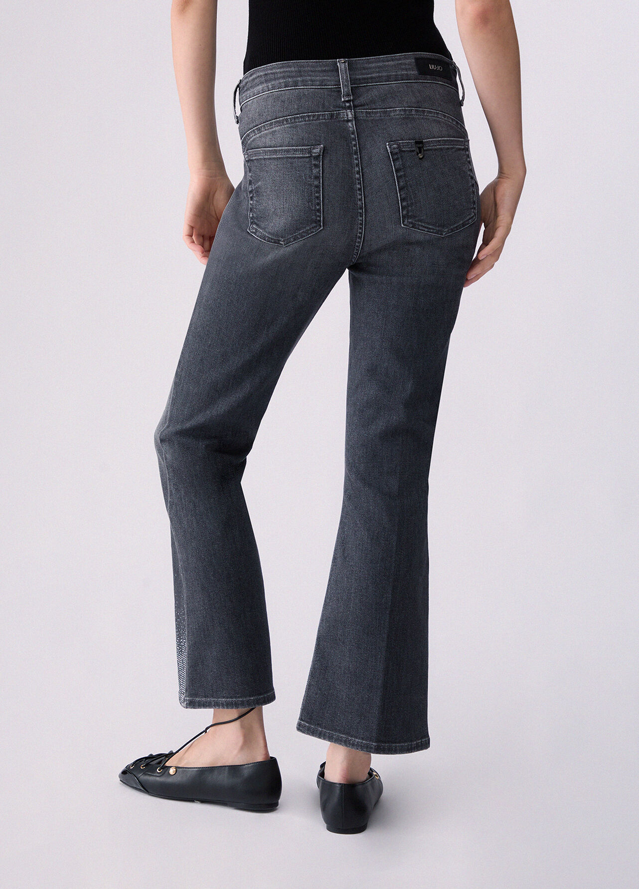 Jeans bootcut con strass - GREY DENIM