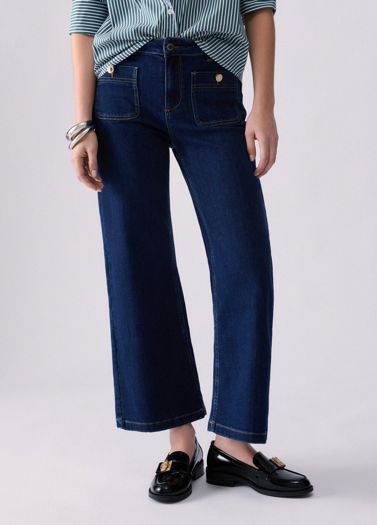 Jeans flare cropped - DARK DENIM
