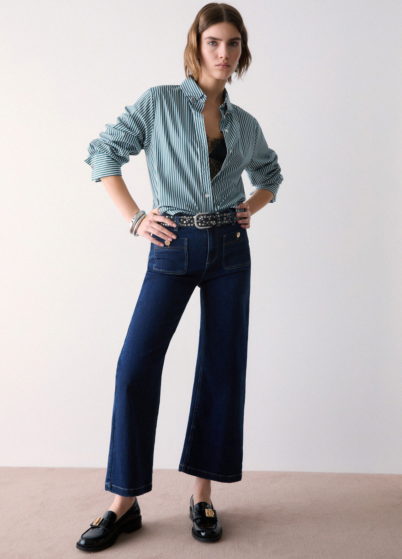 Jeans flare cropped - DARK DENIM