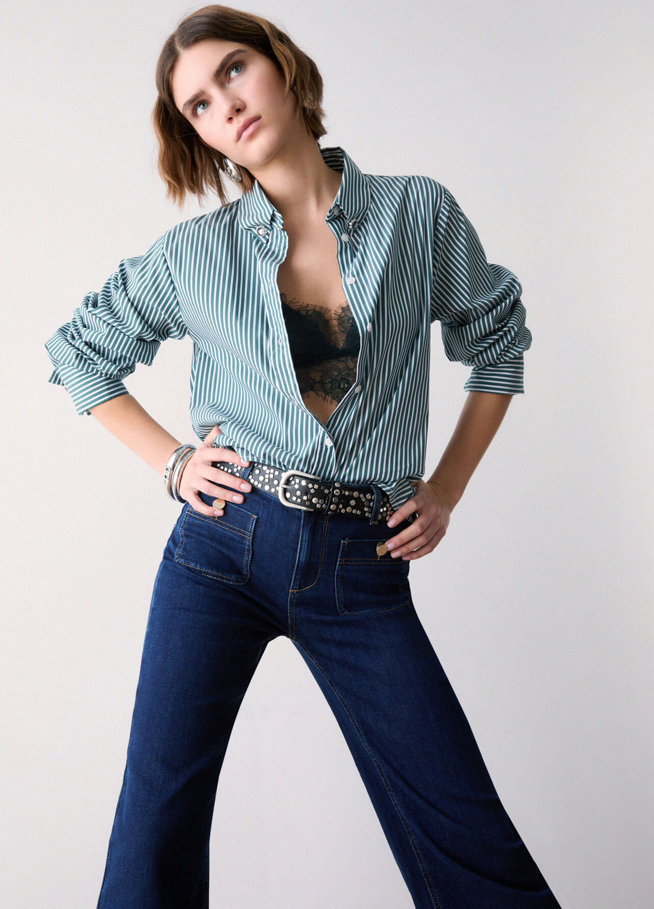 Jeans flare cropped - DARK DENIM