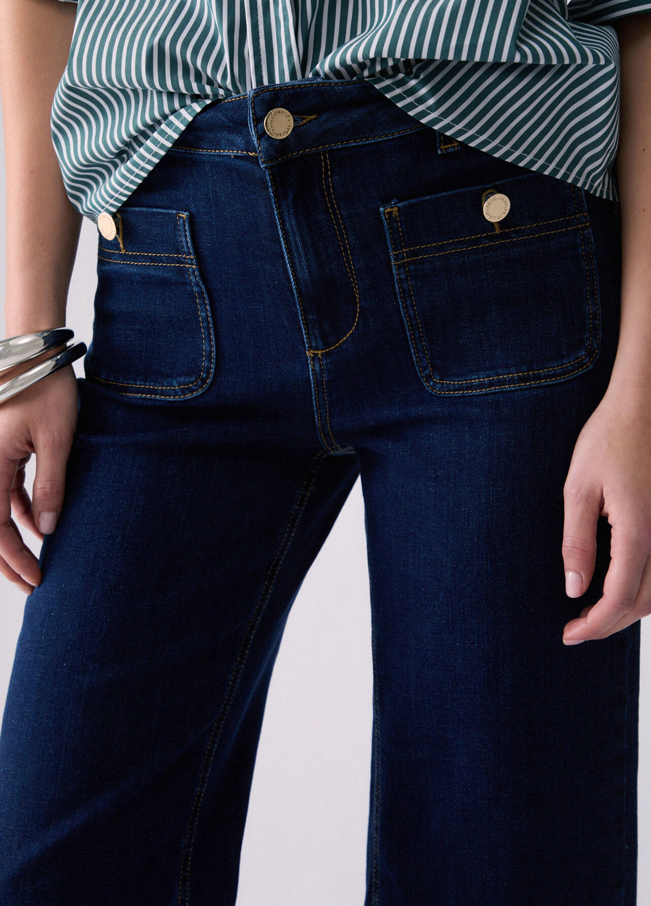Jeans flare cropped - DARK DENIM