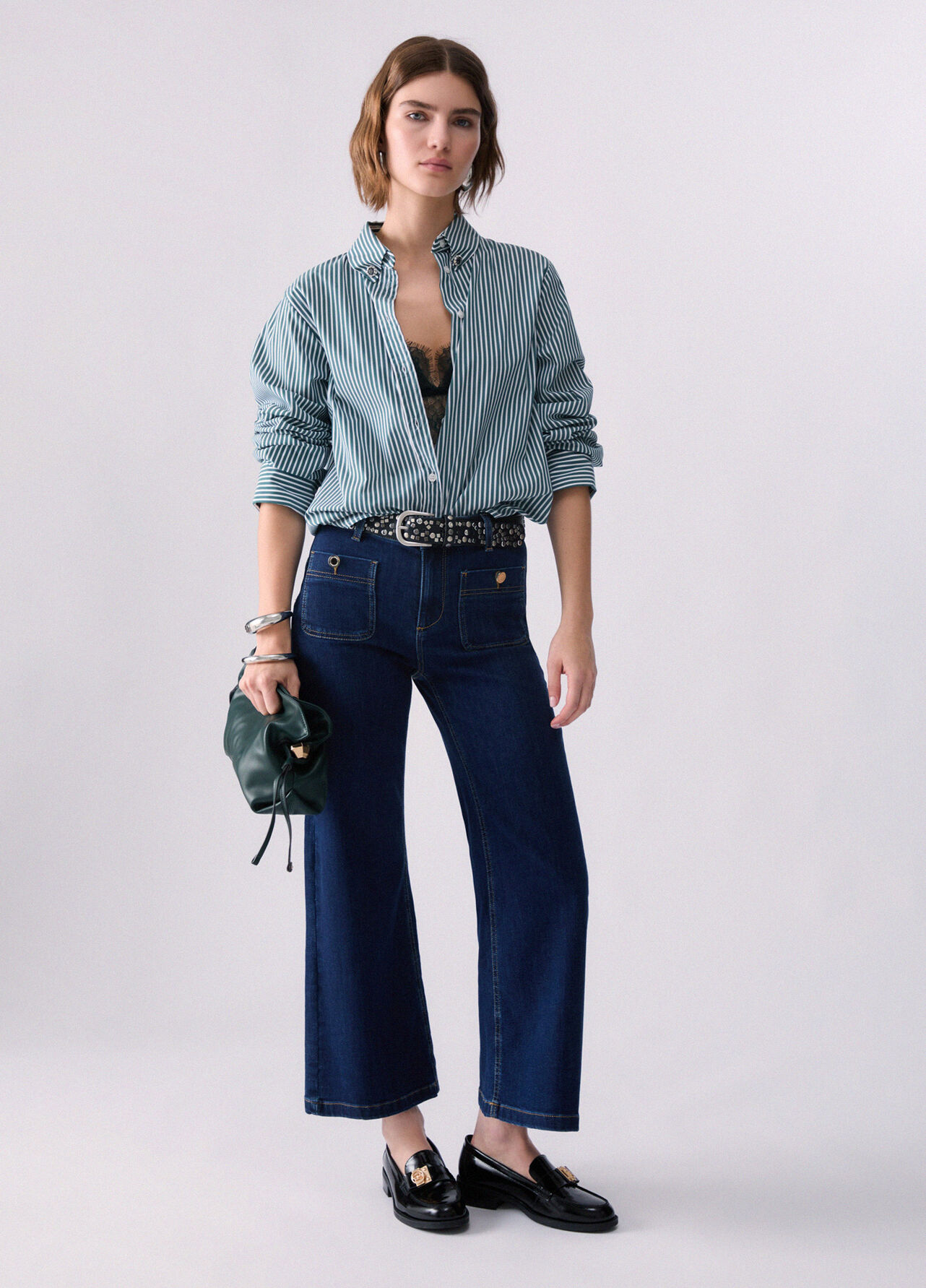 Jeans flare cropped - DARK DENIM