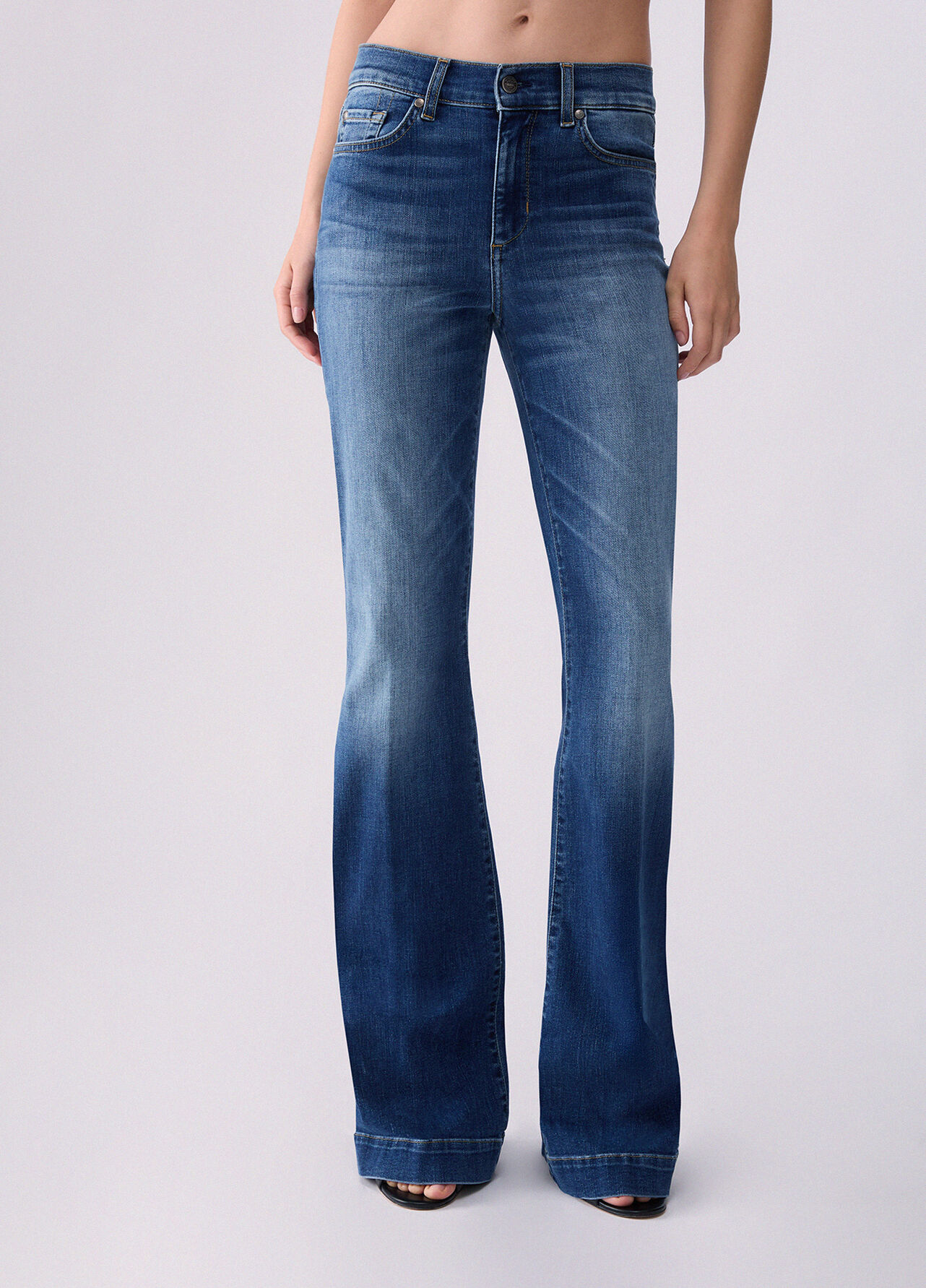 Jeans flare con strass - BLUE DENIM