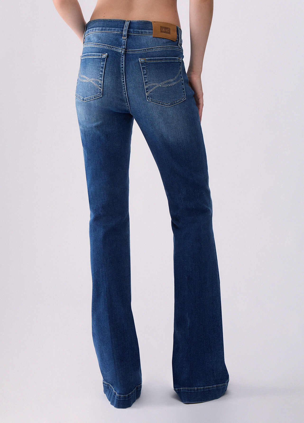 Jeans flare con strass - BLUE DENIM
