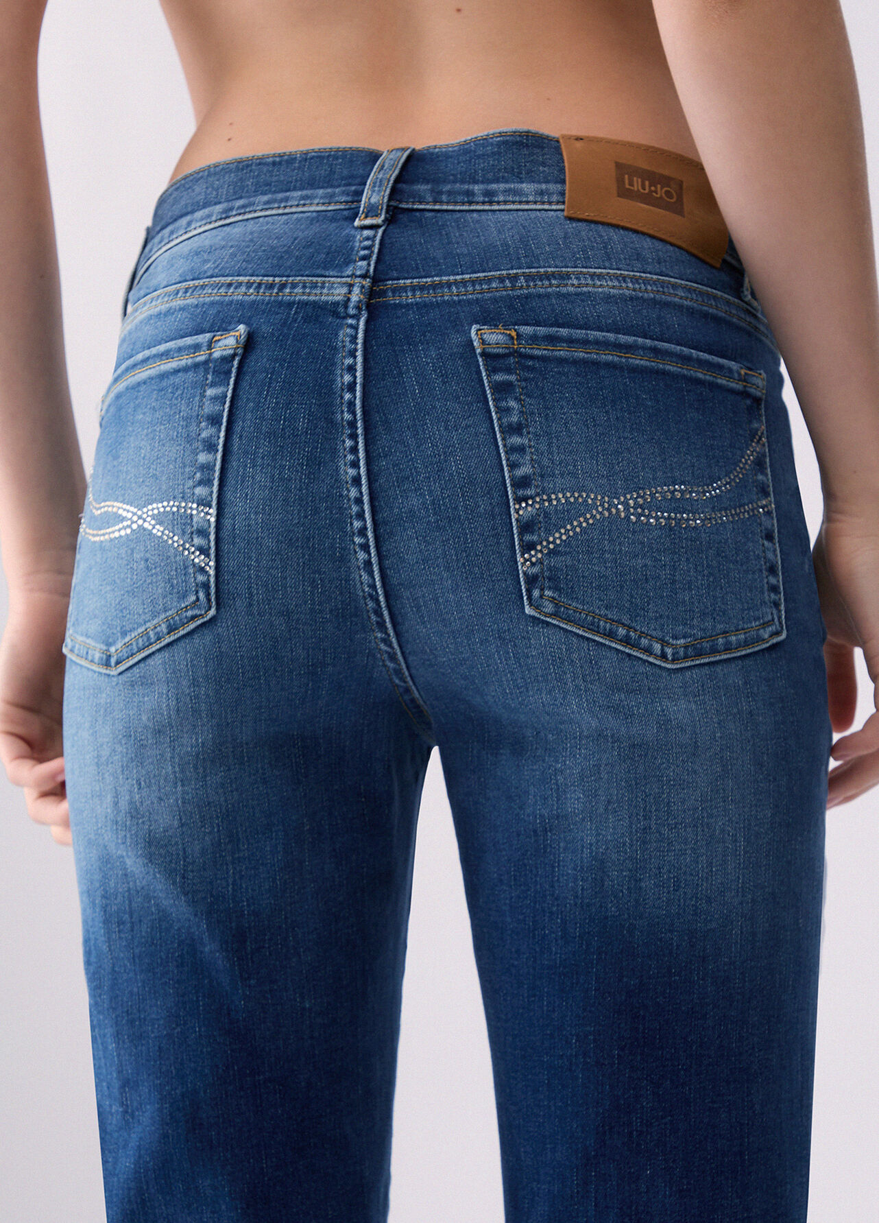 Jeans flare con strass - BLUE DENIM