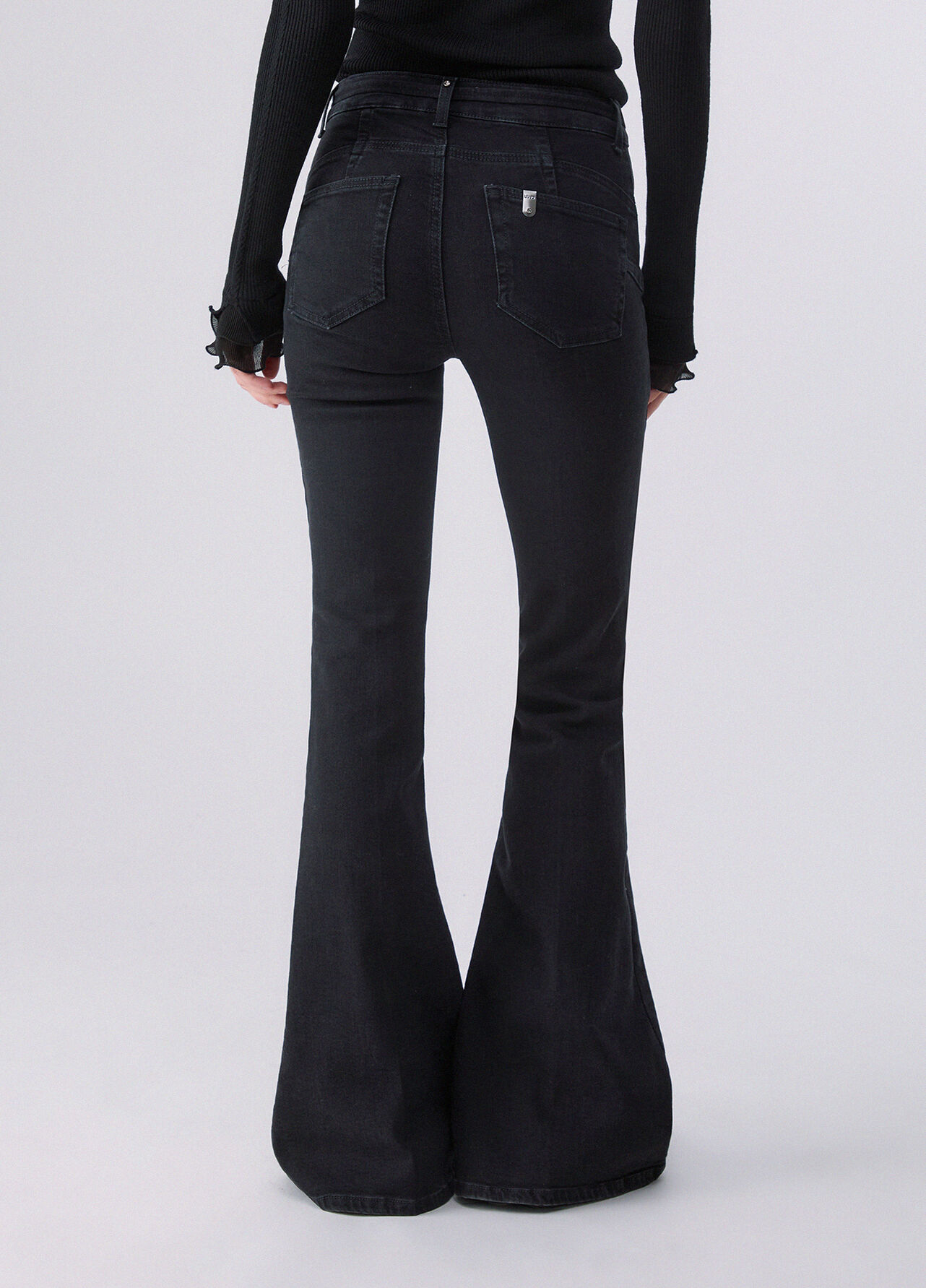 Jeans bootcut a vita alta - BLACK DENIM