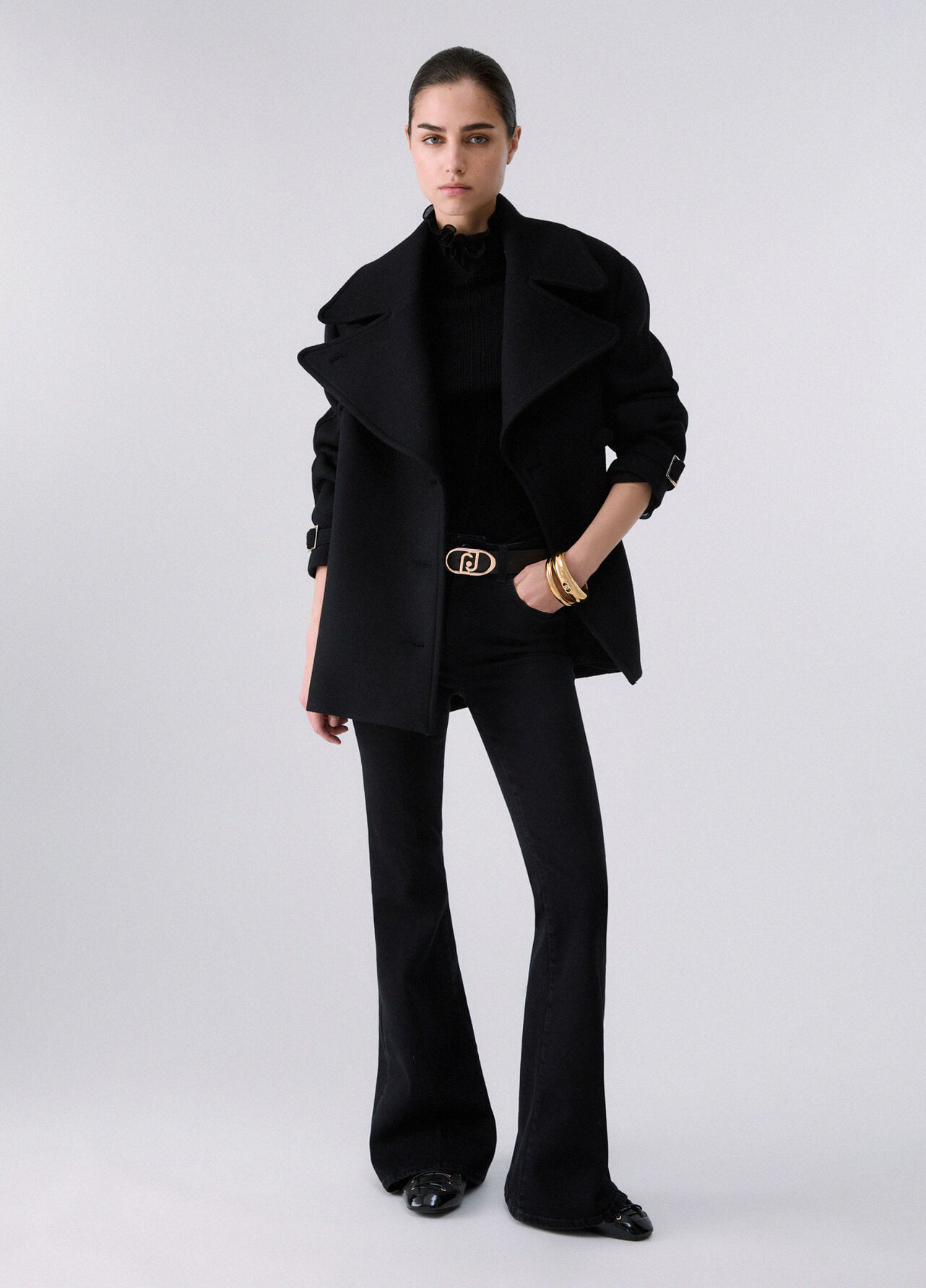 Jeans bootcut a vita alta - BLACK DENIM