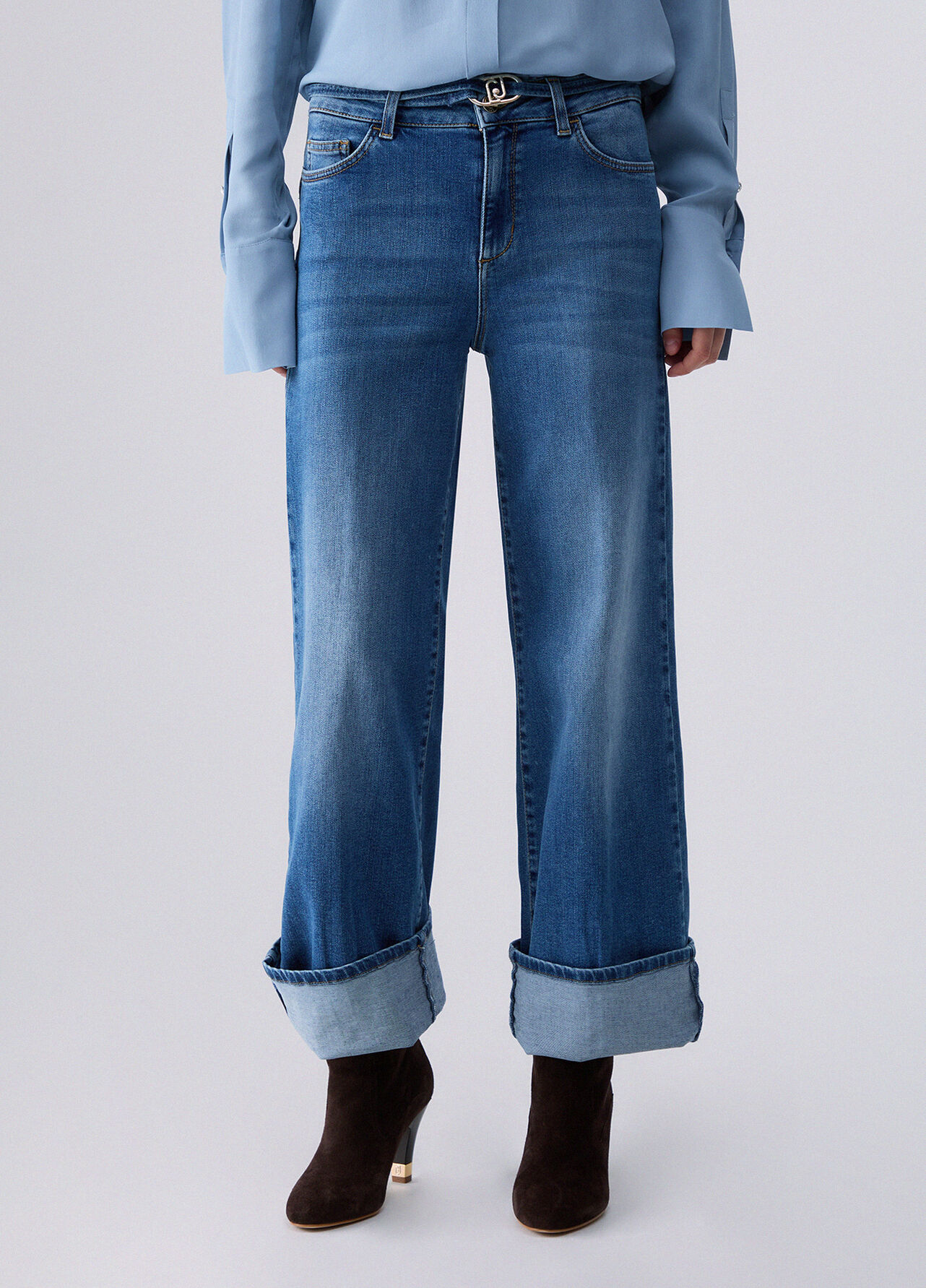 Jeans flare a vita alta - BLUE DENIM