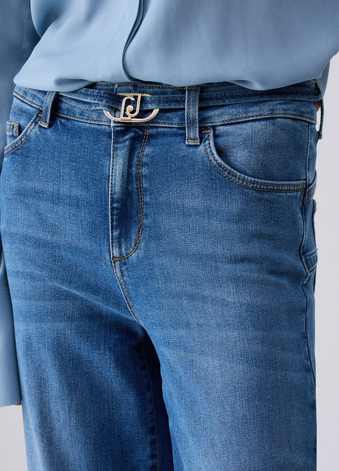 Jeans flare a vita alta - BLUE DENIM