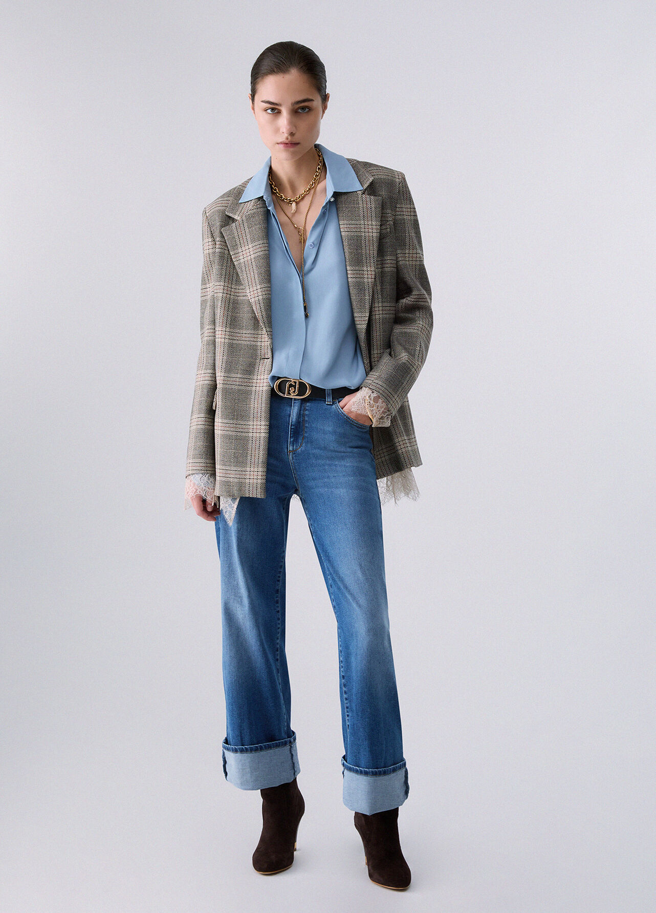 Jeans flare a vita alta - BLUE DENIM