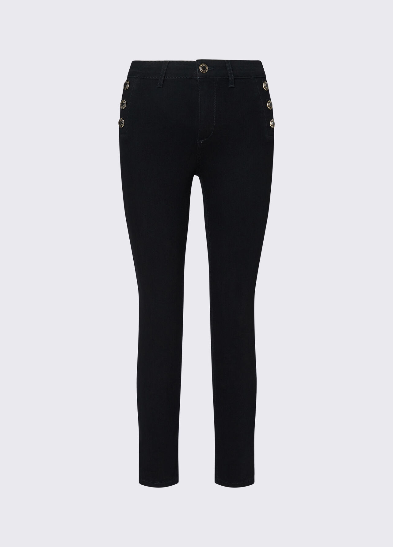 Jeans skinny con bottoni decorativi - BLACK DENIM