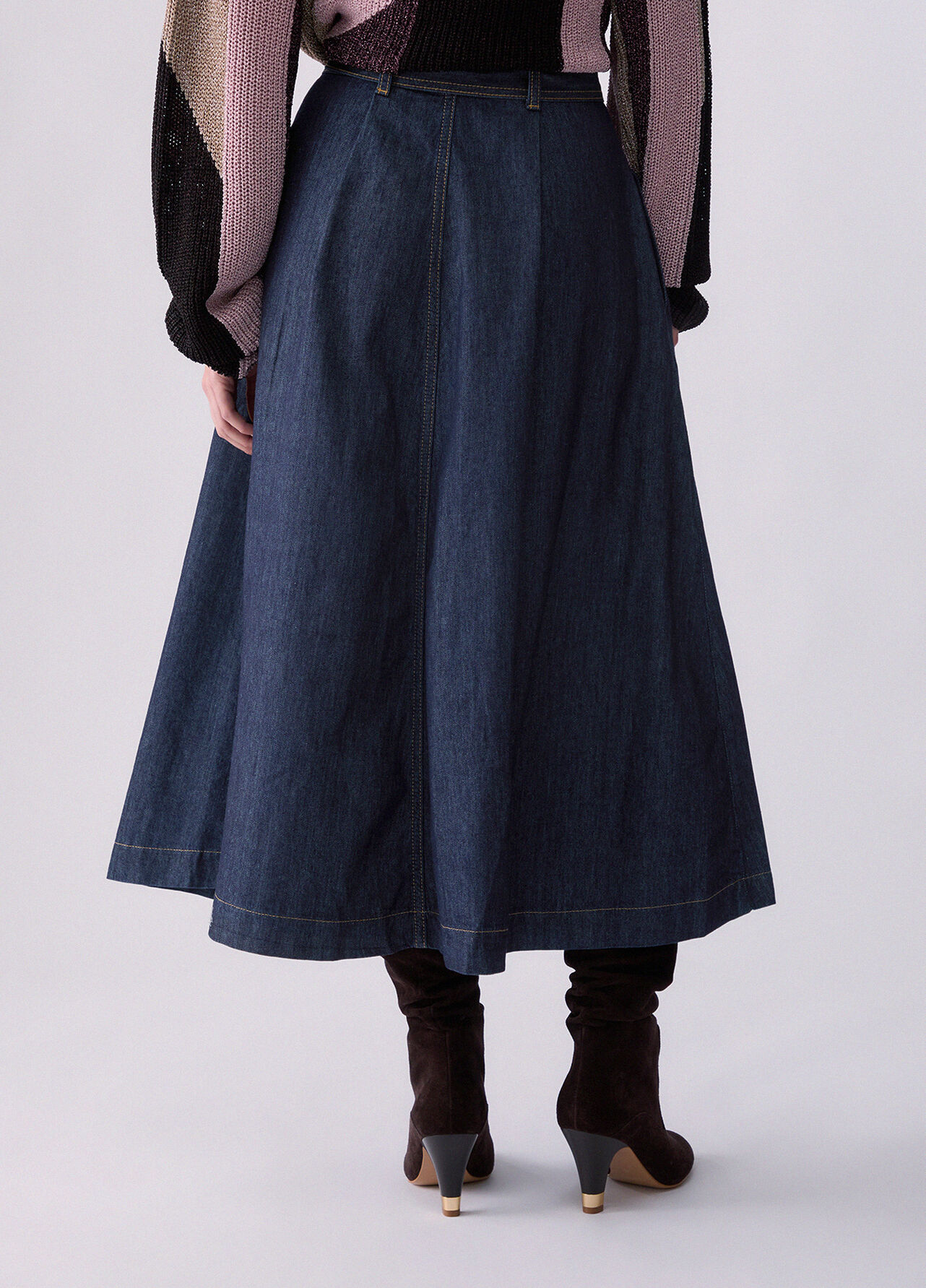Gonna lunga in denim - BLUE DENIM