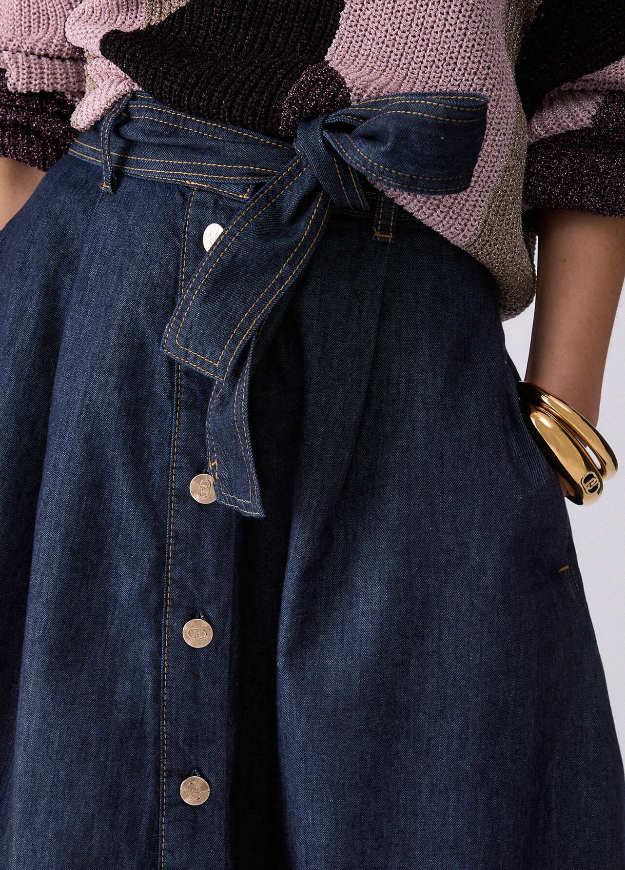 Gonna lunga in denim - BLUE DENIM