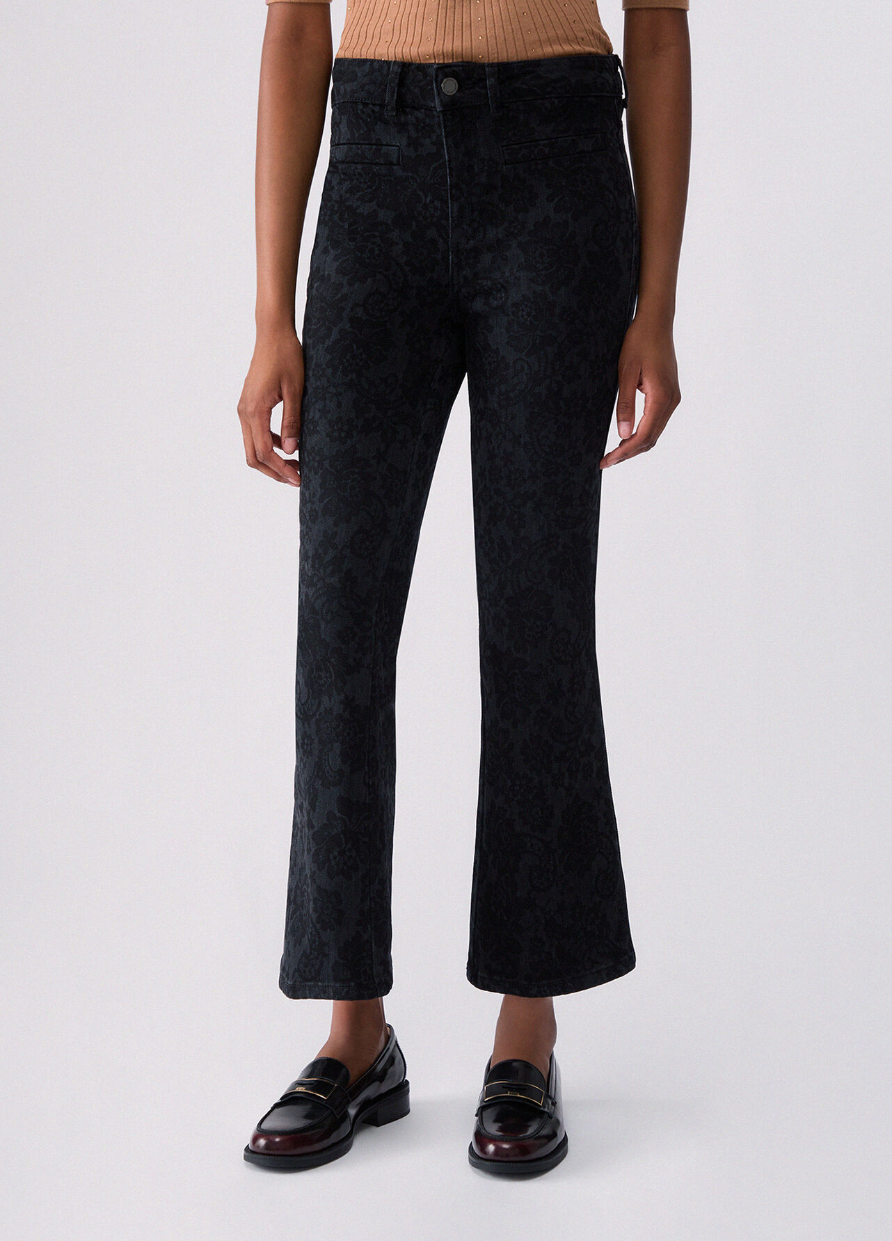Jeans bootcut con dettaglio laser - BLACK DENIM