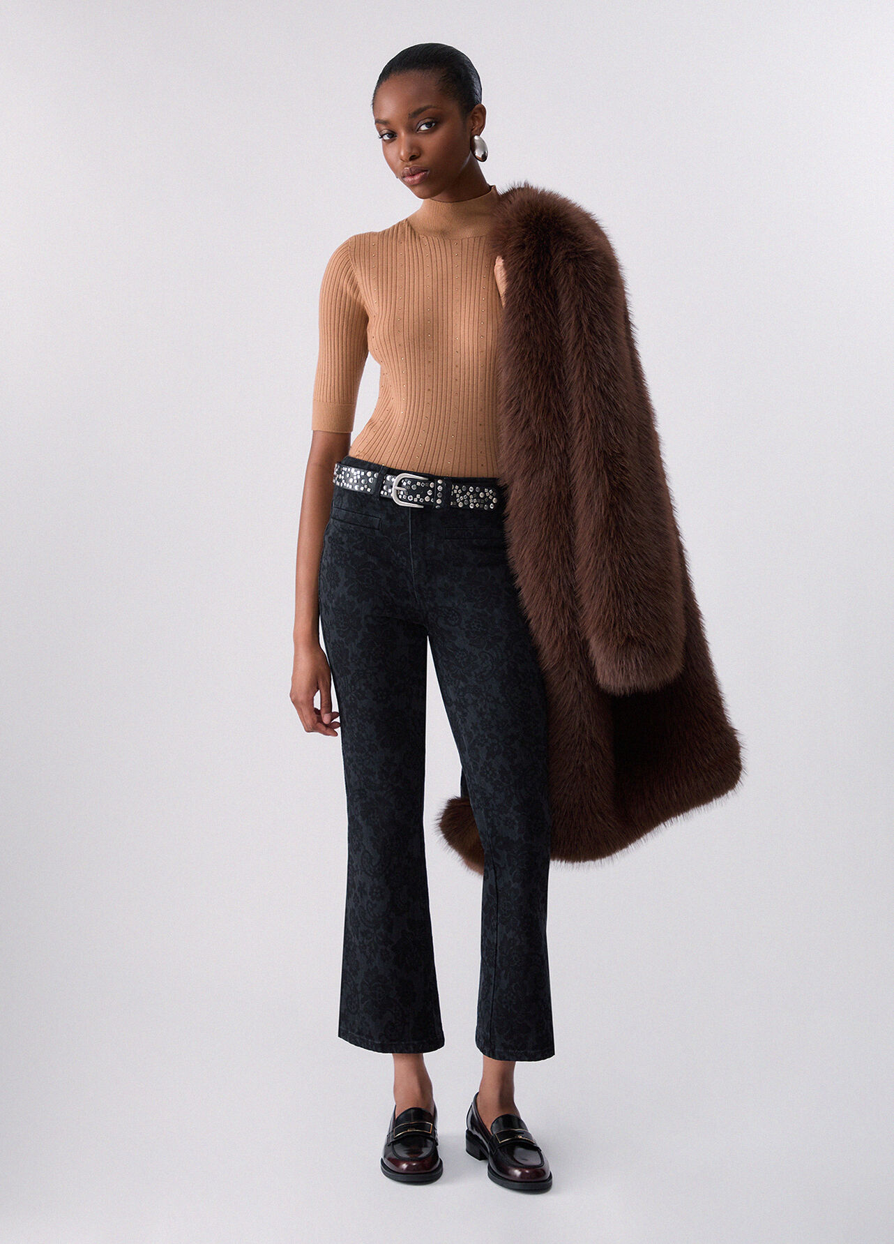 Jeans bootcut con dettaglio laser - BLACK DENIM