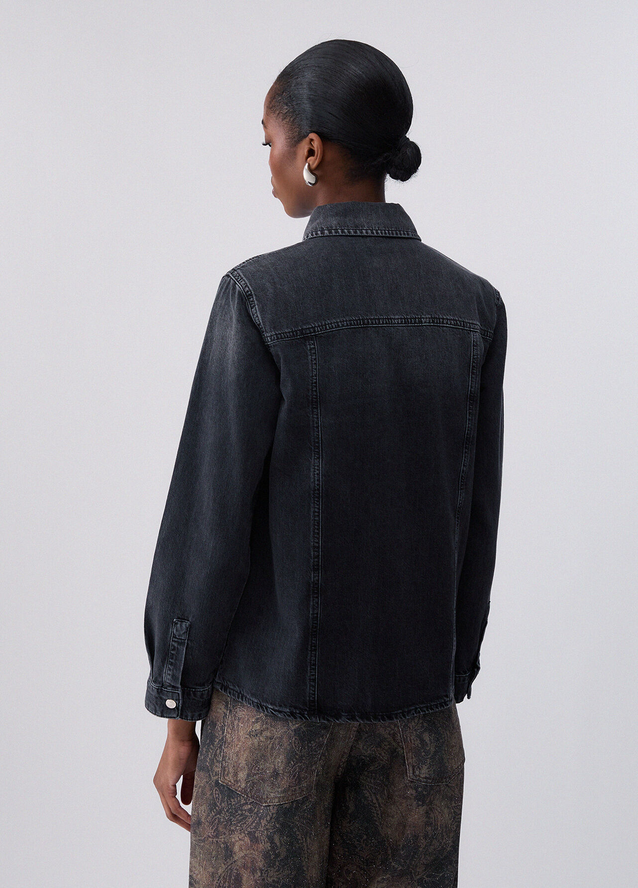 Camicia in denim slim fit - BLACK DENIM