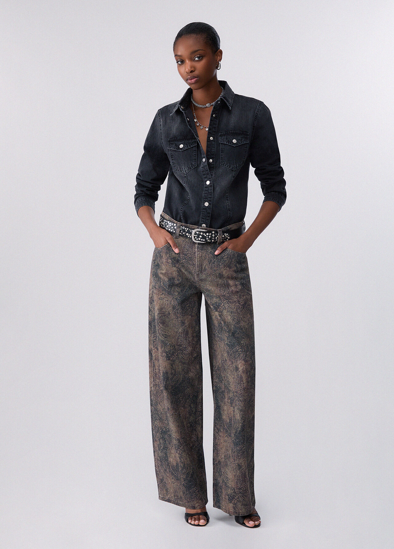 Camicia in denim slim fit - BLACK DENIM
