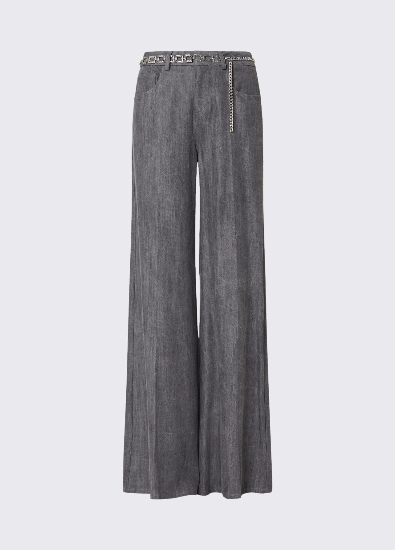 Pantalone flare con cintura - GREY DENIM