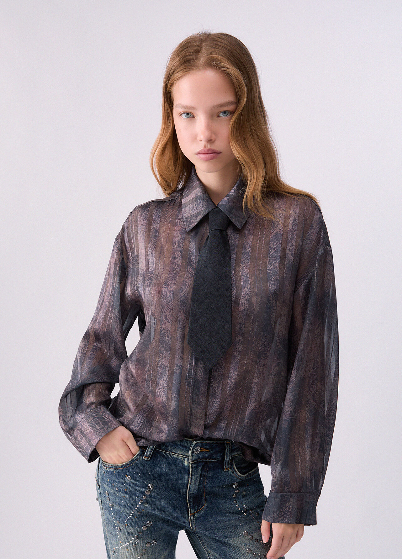 Camicia con stampa digitale - BROWN