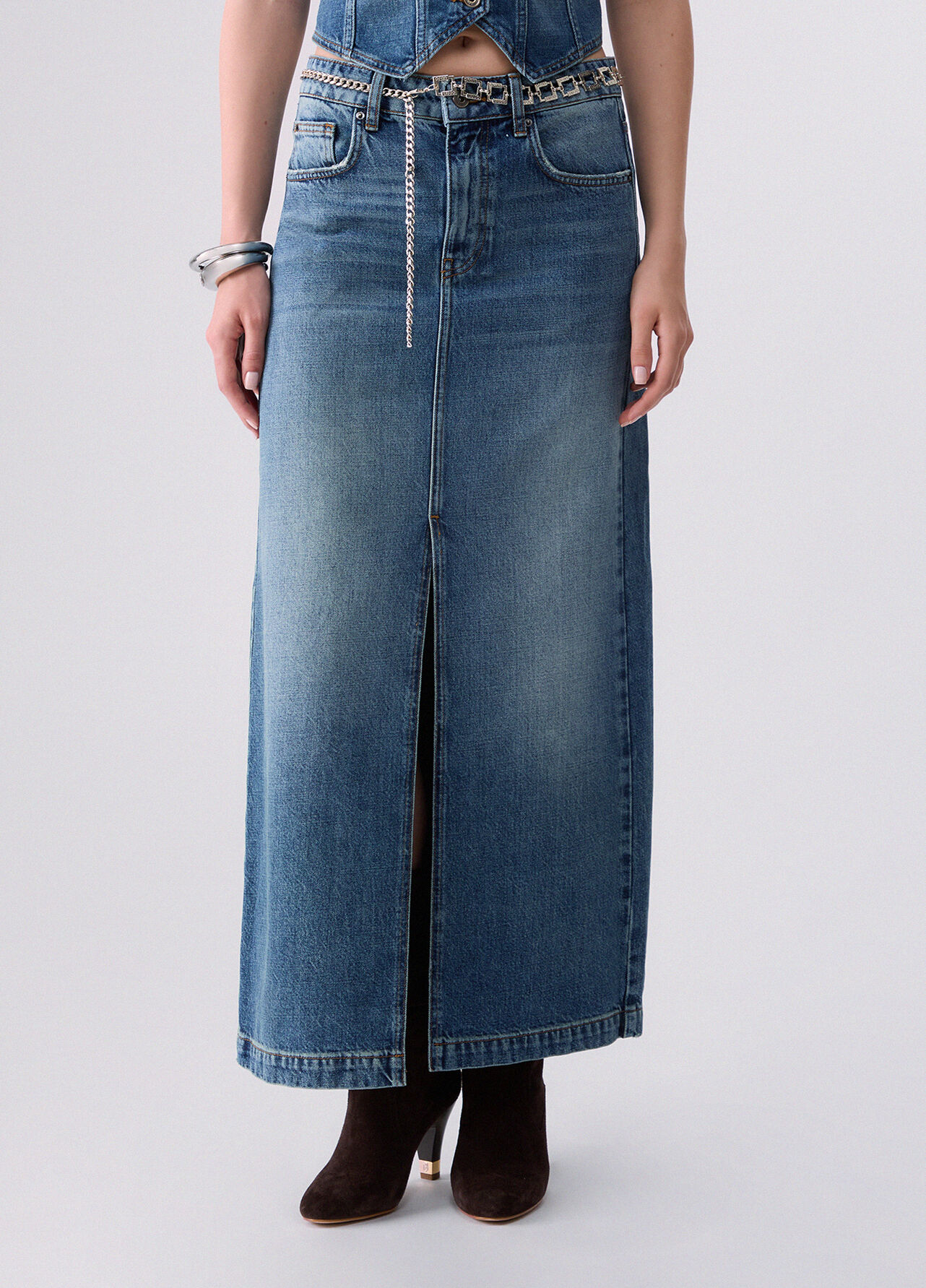 Gonna lunga denim - BLUE DENIM