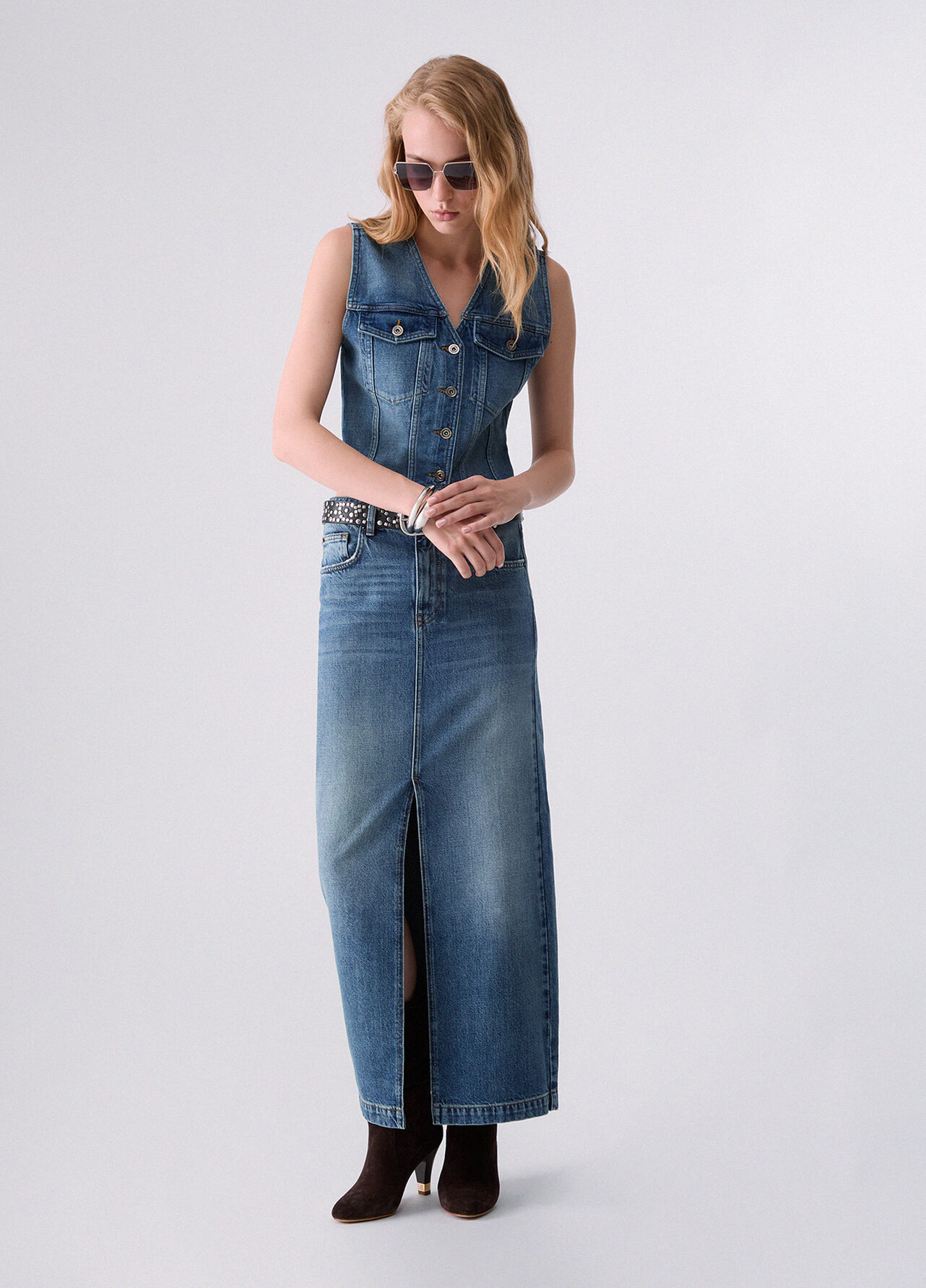 Gonna lunga denim - BLUE DENIM
