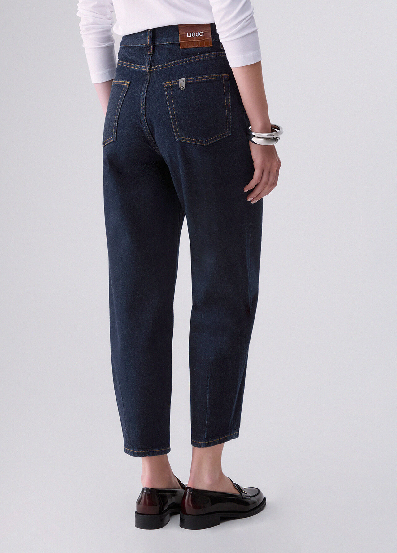Jeans boyfriend a vita alta - BLUE DENIM