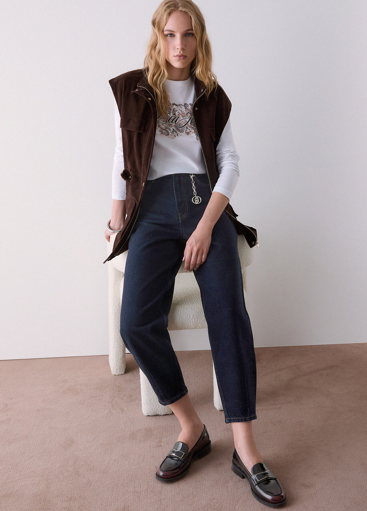 Jeans boyfriend a vita alta - BLUE DENIM
