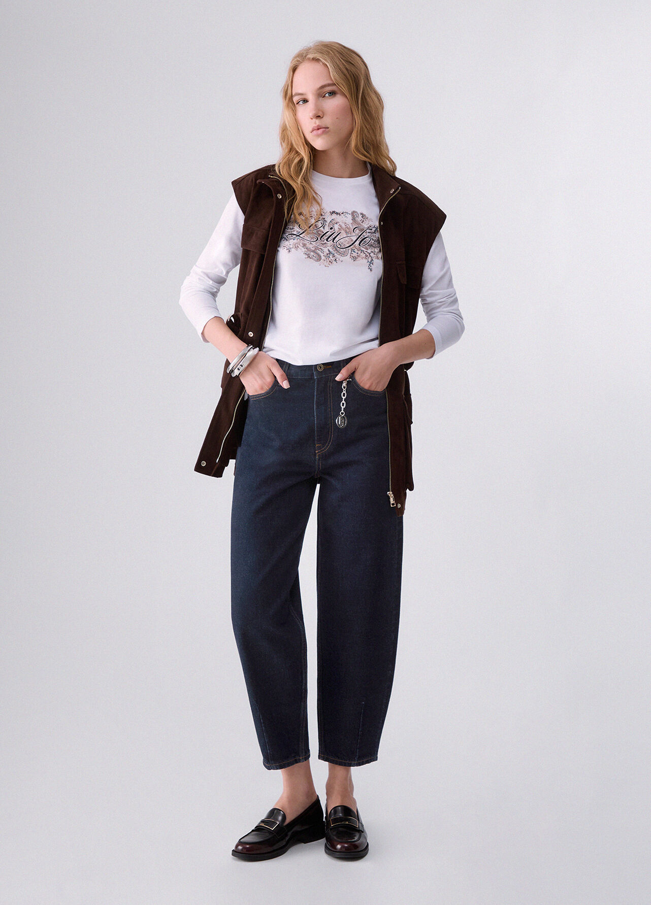 Jeans boyfriend a vita alta - BLUE DENIM