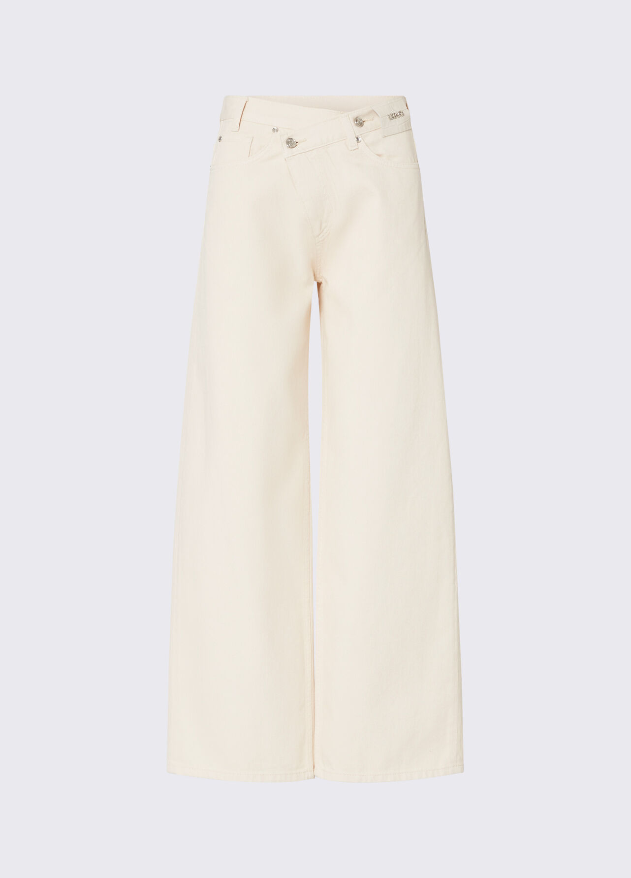 Pantalone straight con cintone asimmetrico - ANGORA CREAM