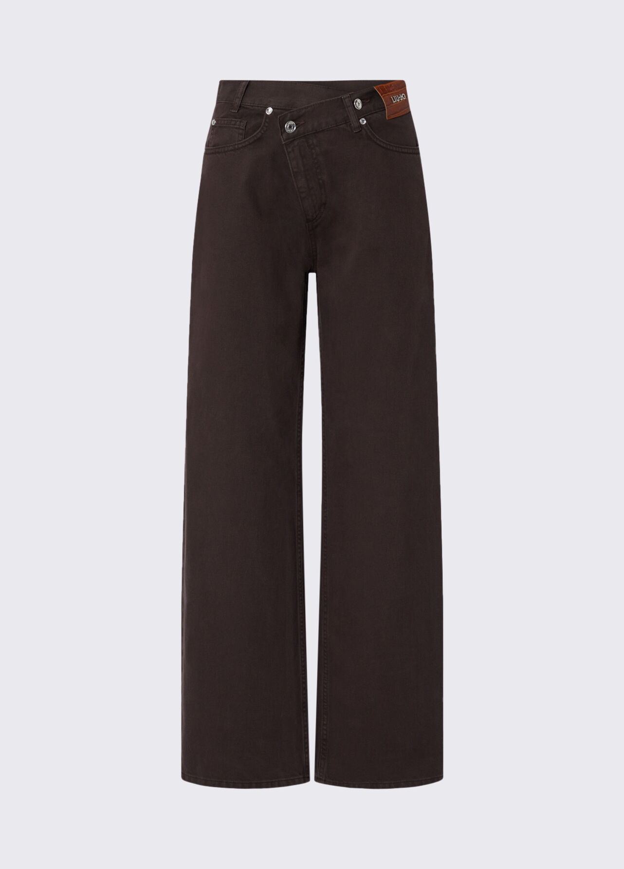 Pantalone straight con cintone asimmetrico - DARK BROWN