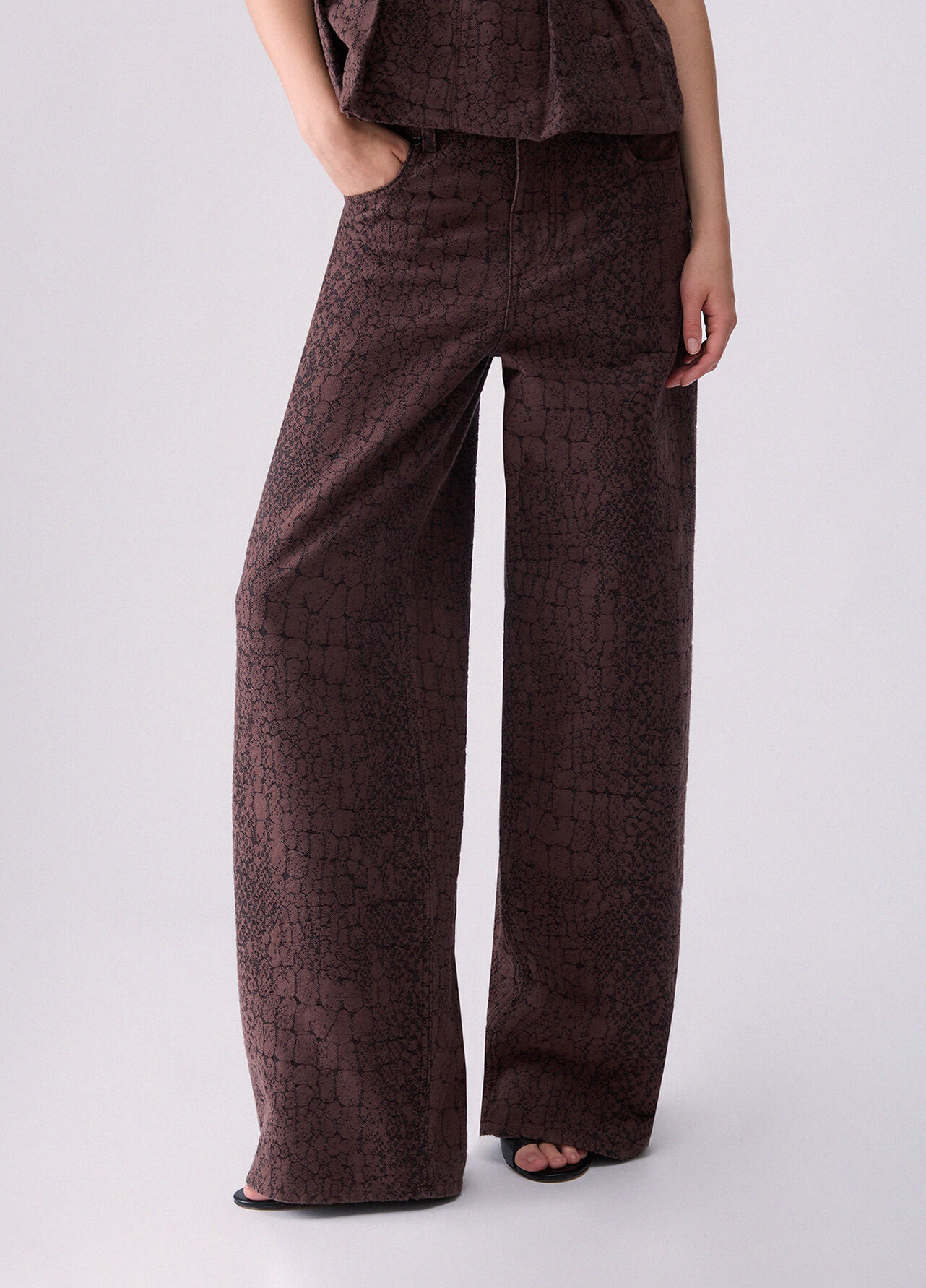 Pantaloni balloon jacquard - BROWN