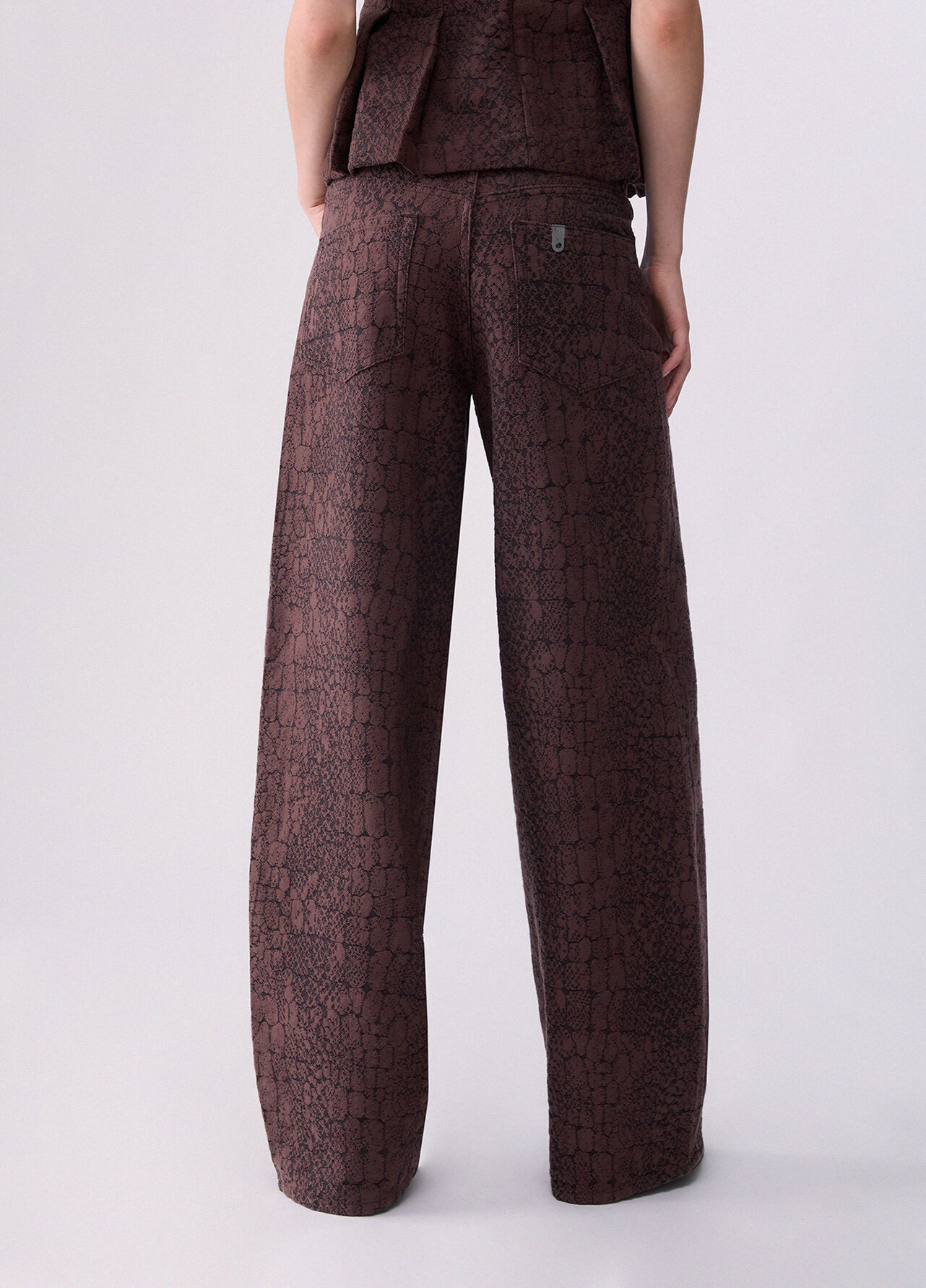 Pantaloni balloon jacquard - BROWN