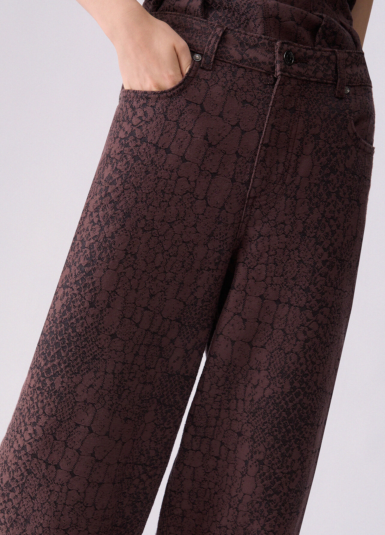 Pantaloni balloon jacquard - BROWN