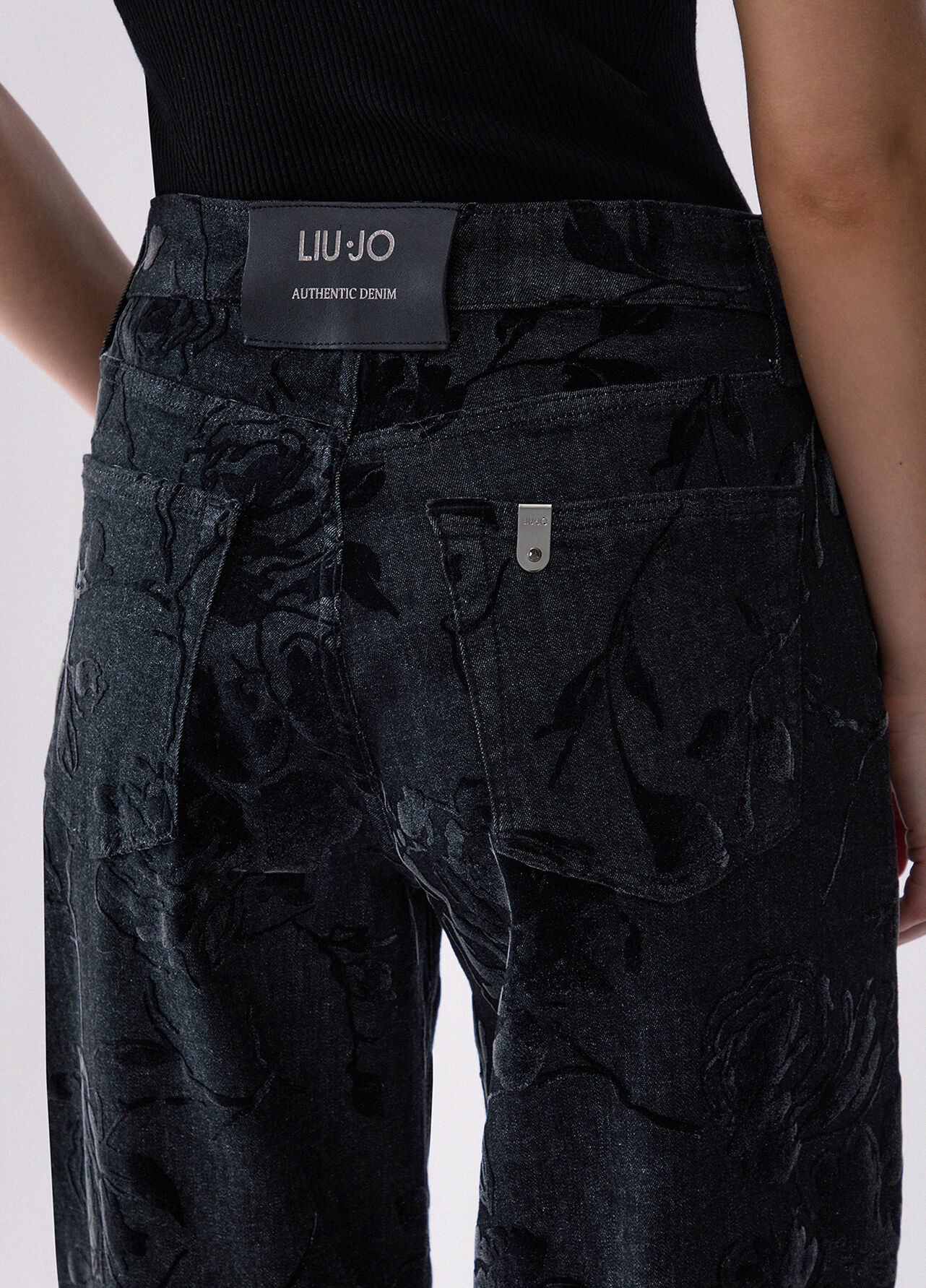 Pantaloni balloon con stampa floccata - BLACK DENIM