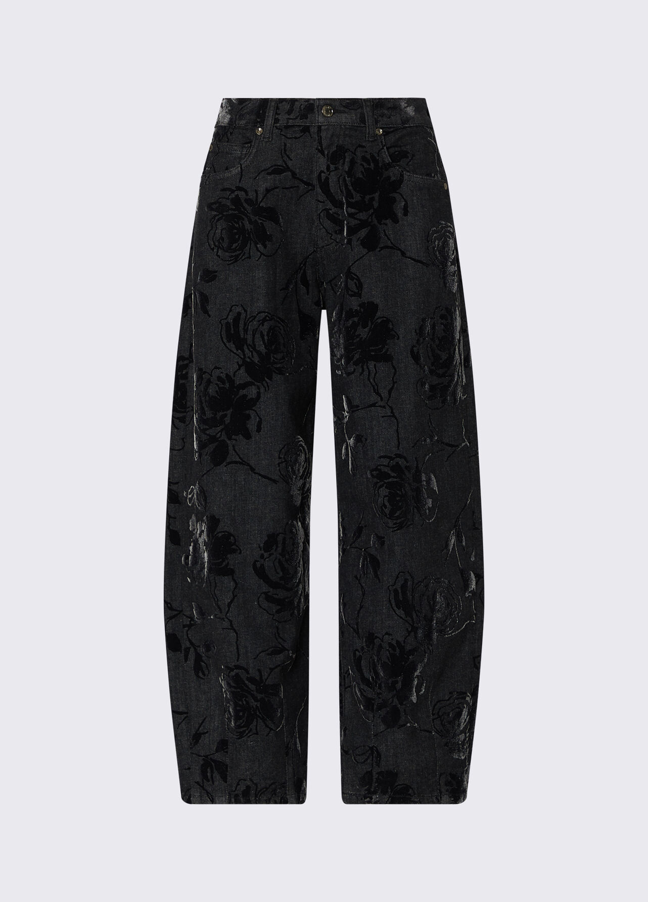Pantaloni balloon con stampa floccata - BLACK DENIM