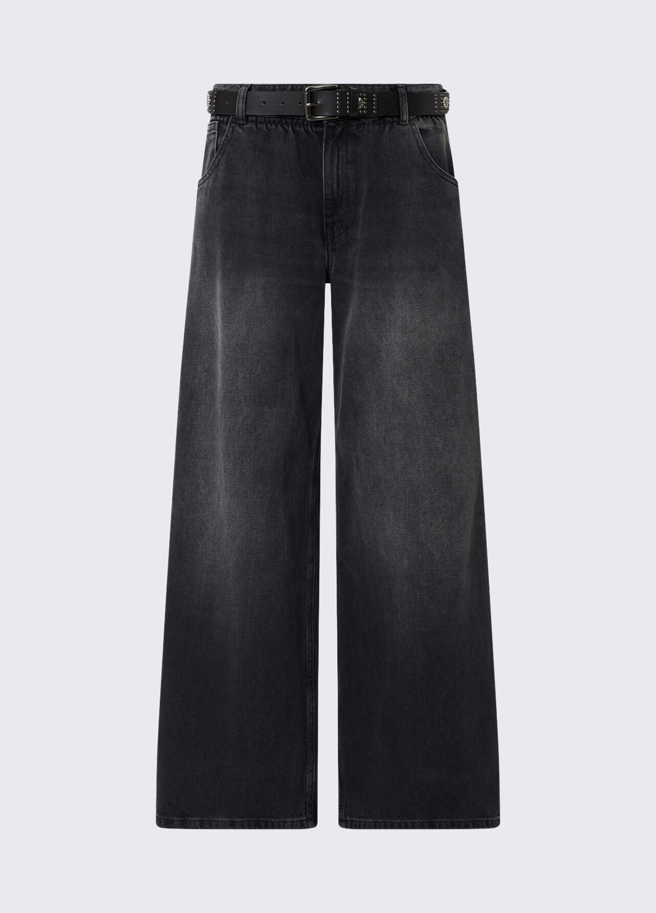 Jeans flare con cintura - BLACK DENIM