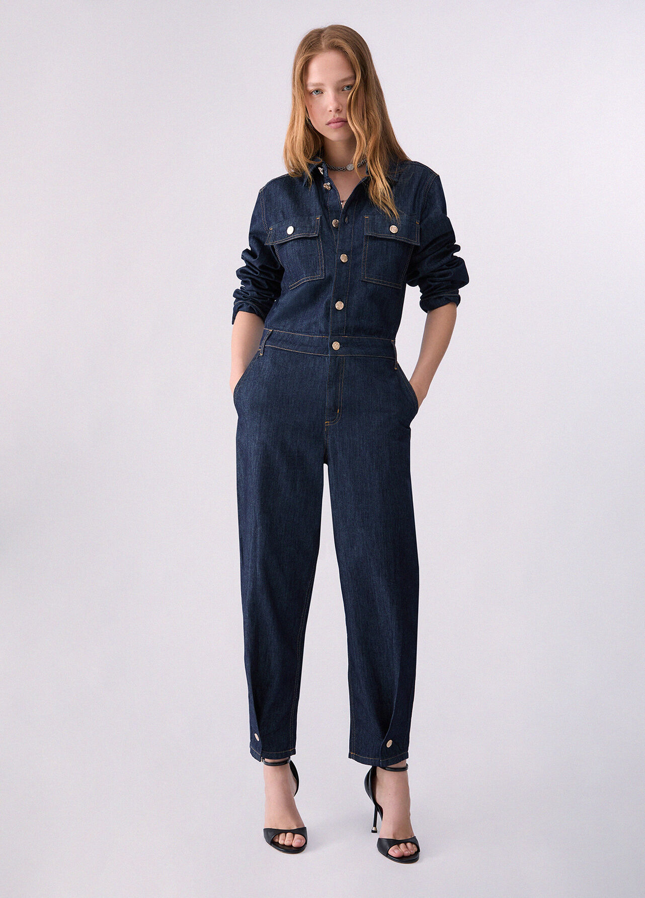 Tuta lunga in denim - BLUE DENIM
