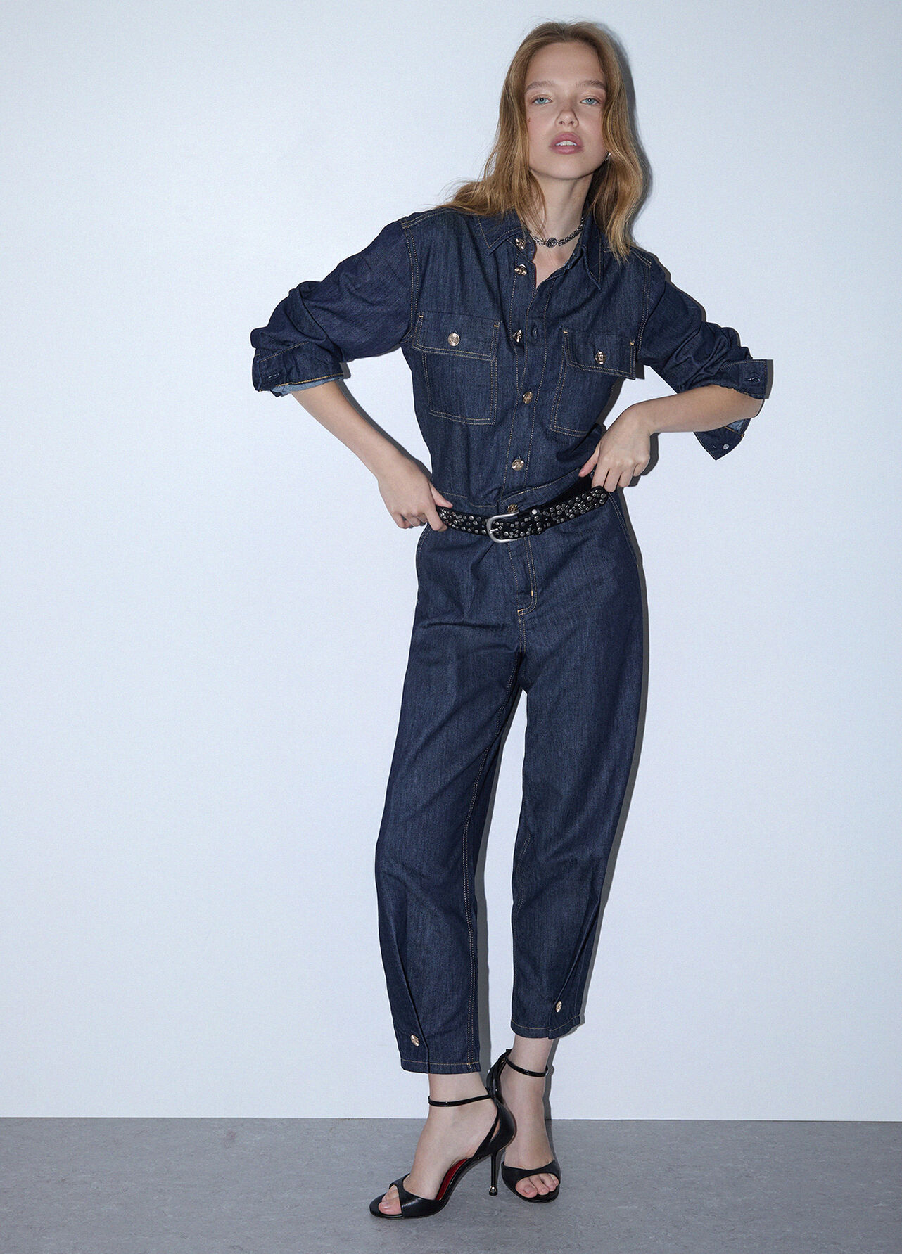 Tuta lunga in denim - BLUE DENIM