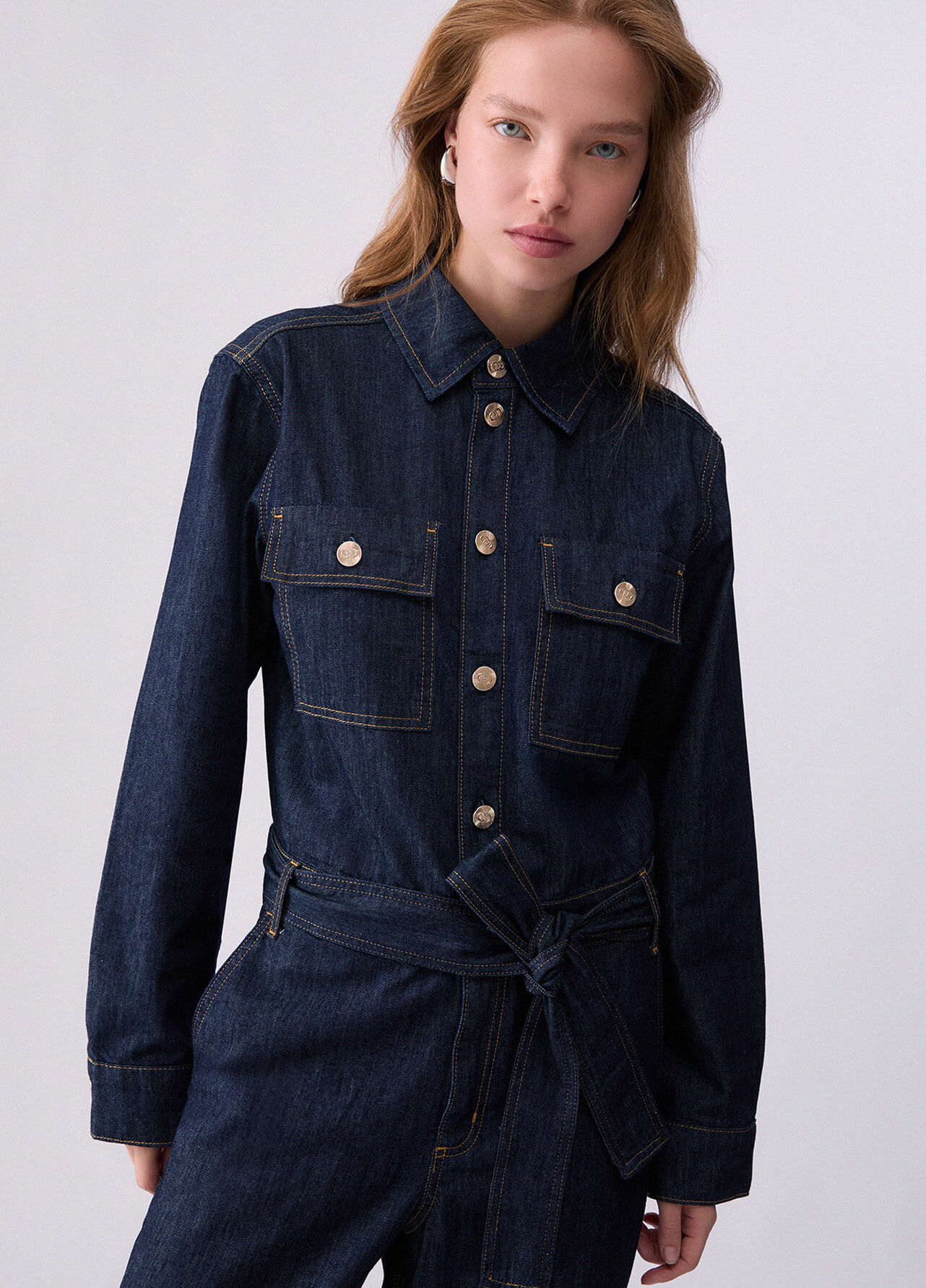 Tuta lunga in denim - BLUE DENIM