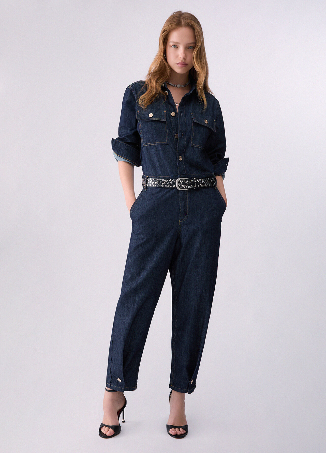 Tuta lunga in denim - BLUE DENIM