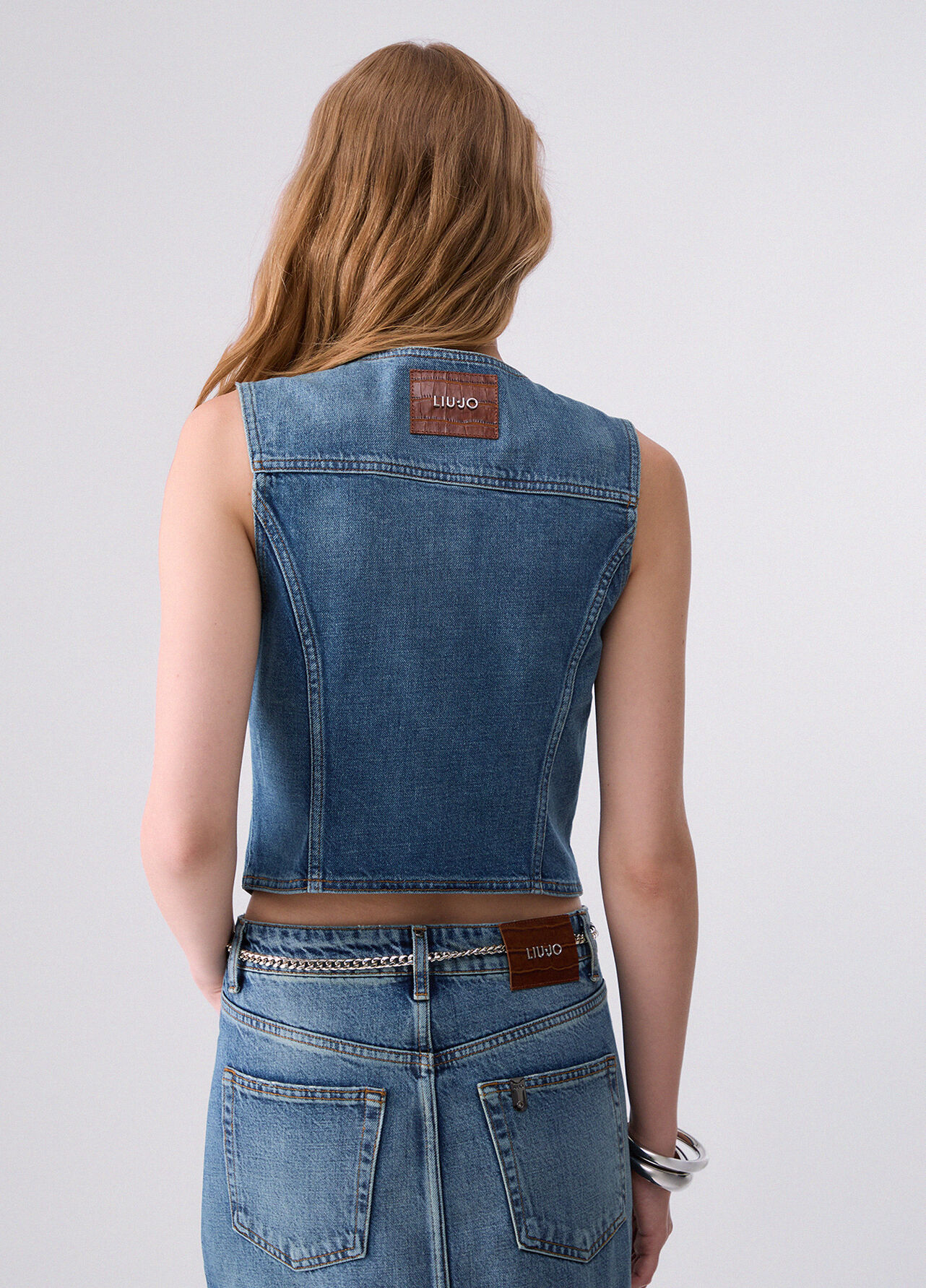 Gilet in denim - BLUE DENIM