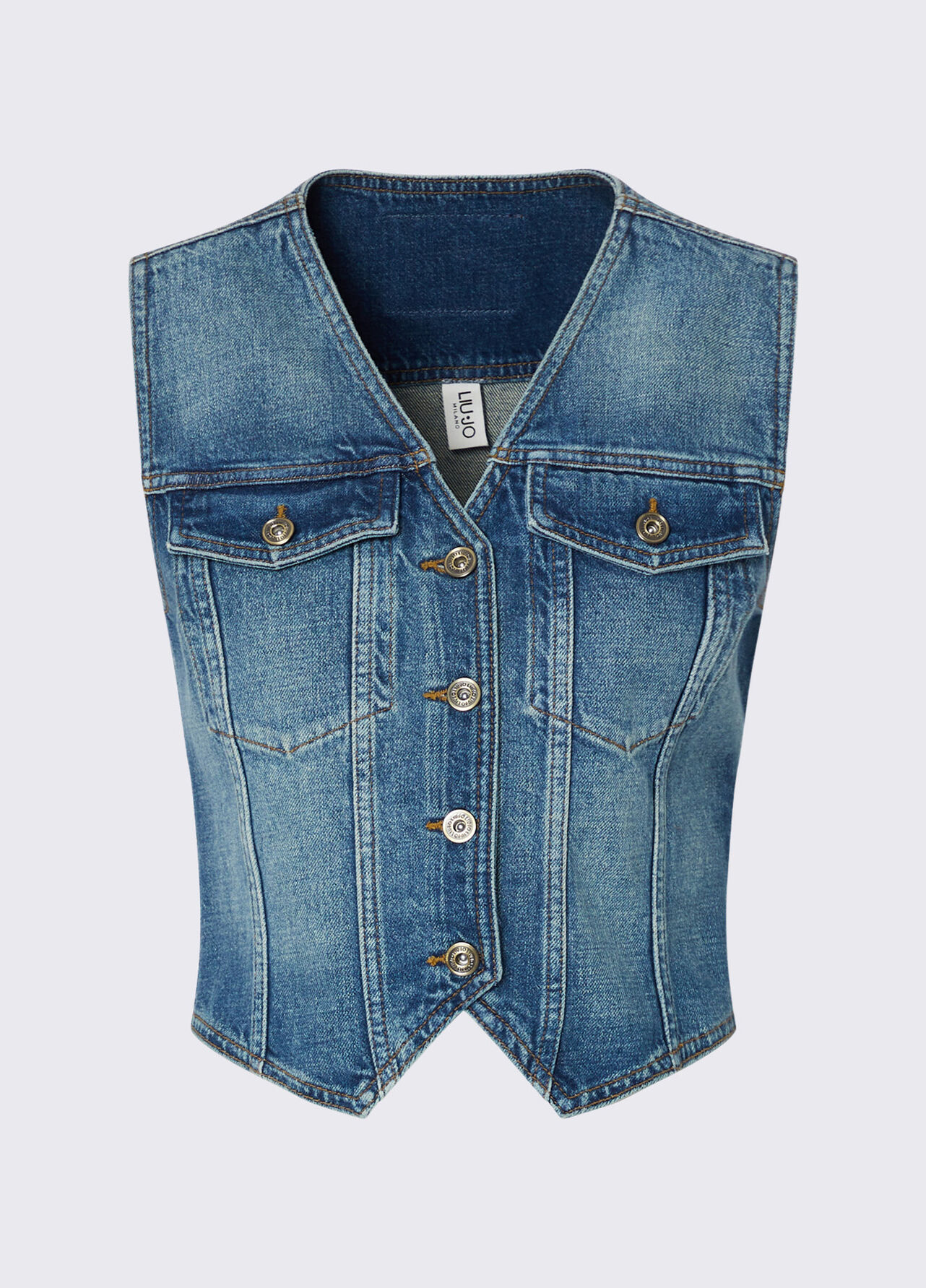 Gilet in denim - BLUE DENIM