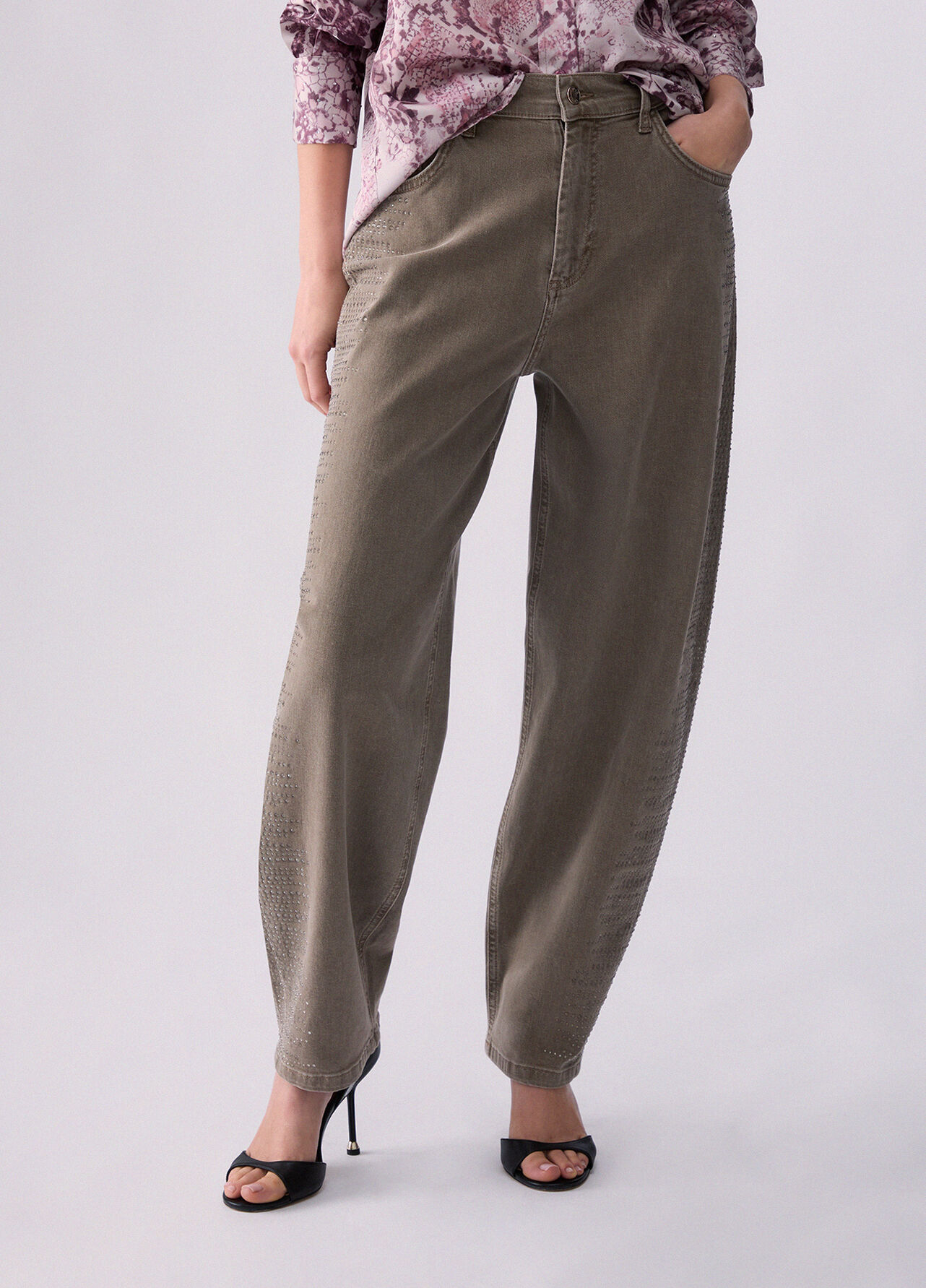 Pantaloni balloon con micro-strass - BEIGE