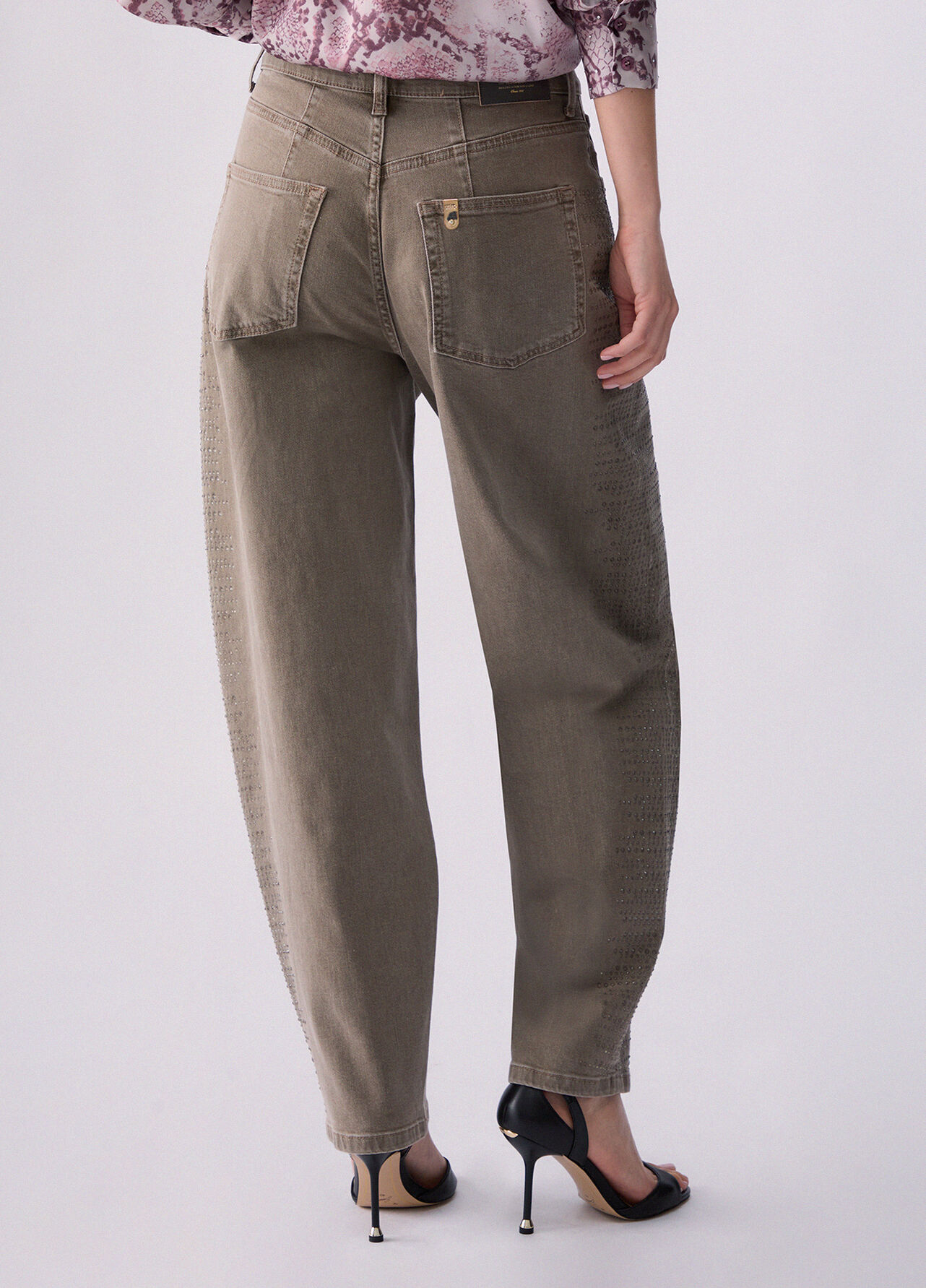 Pantaloni balloon con micro-strass - BEIGE