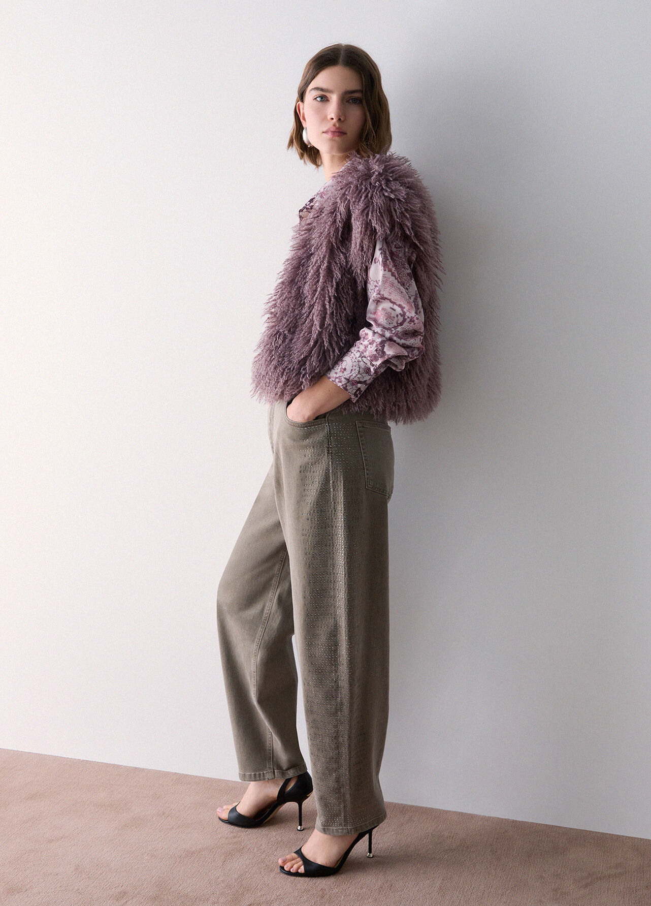 Pantaloni balloon con micro-strass - BEIGE