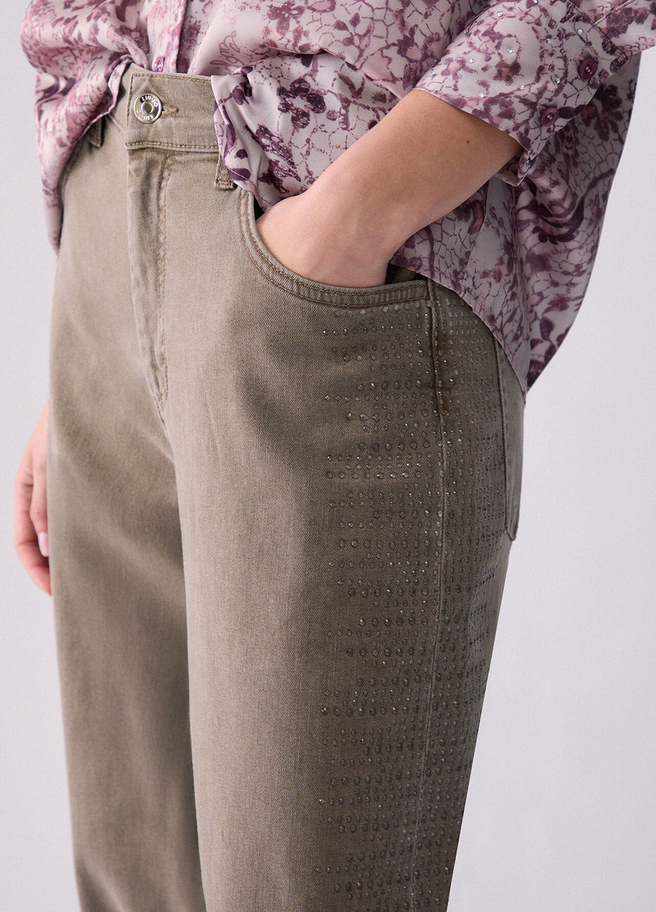 Pantaloni balloon con micro-strass - BEIGE