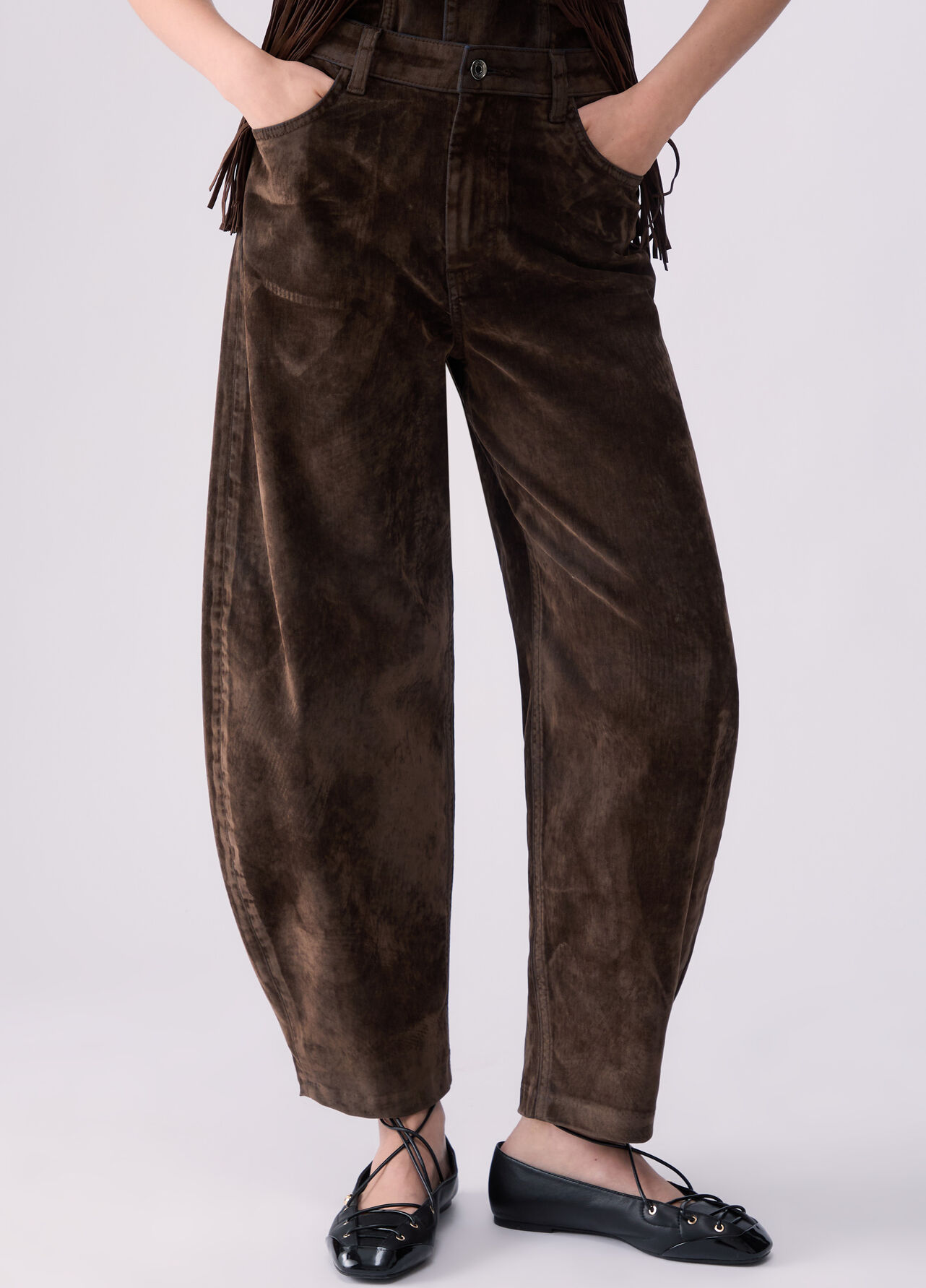 Pantaloni balloon in velluto - BLUE DENIM