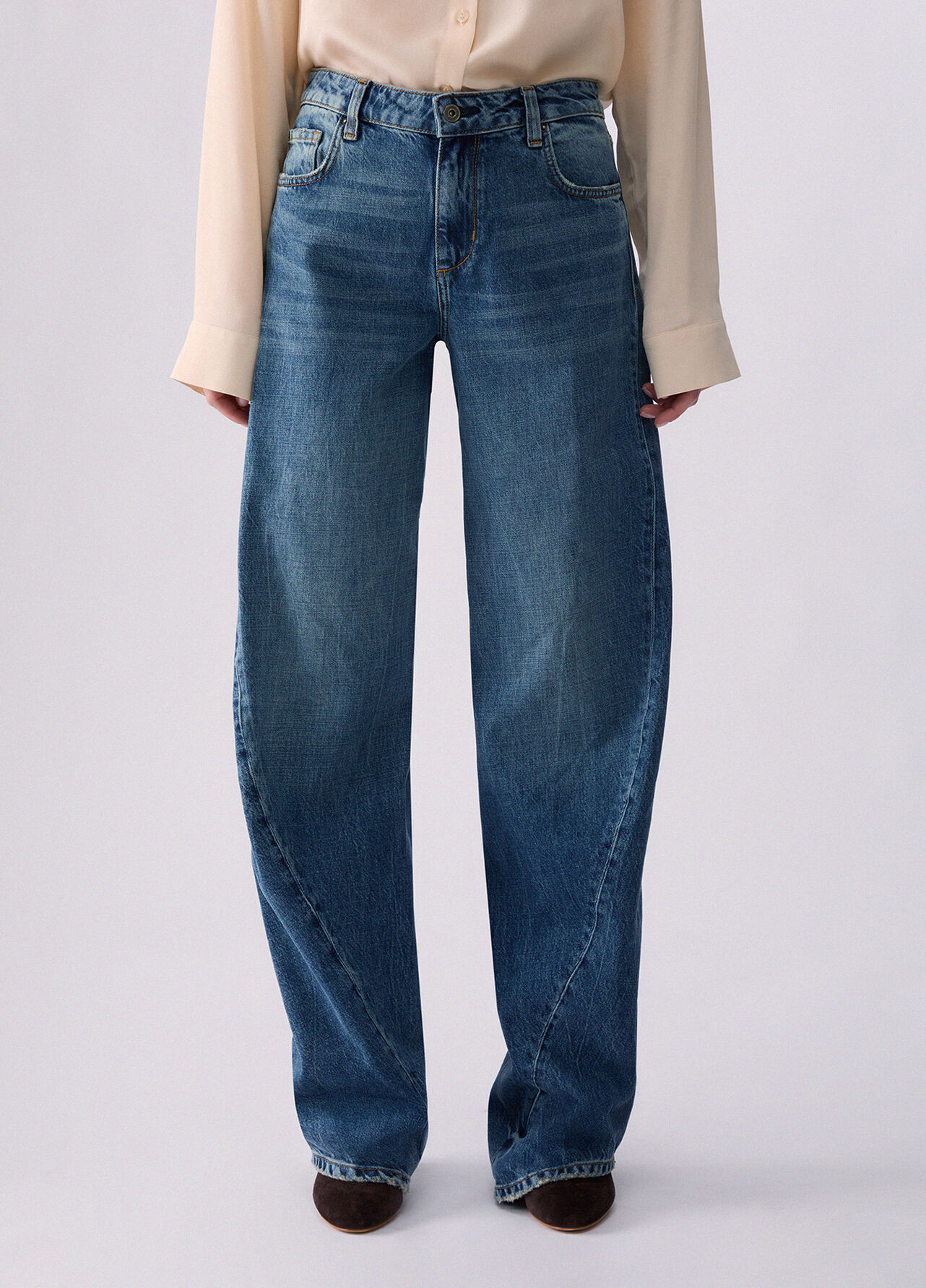Jeans con cuciture asimmetriche - BLUE DENIM