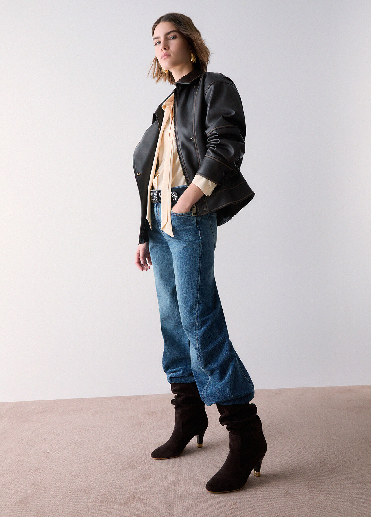 Jeans con cuciture asimmetriche - BLUE DENIM